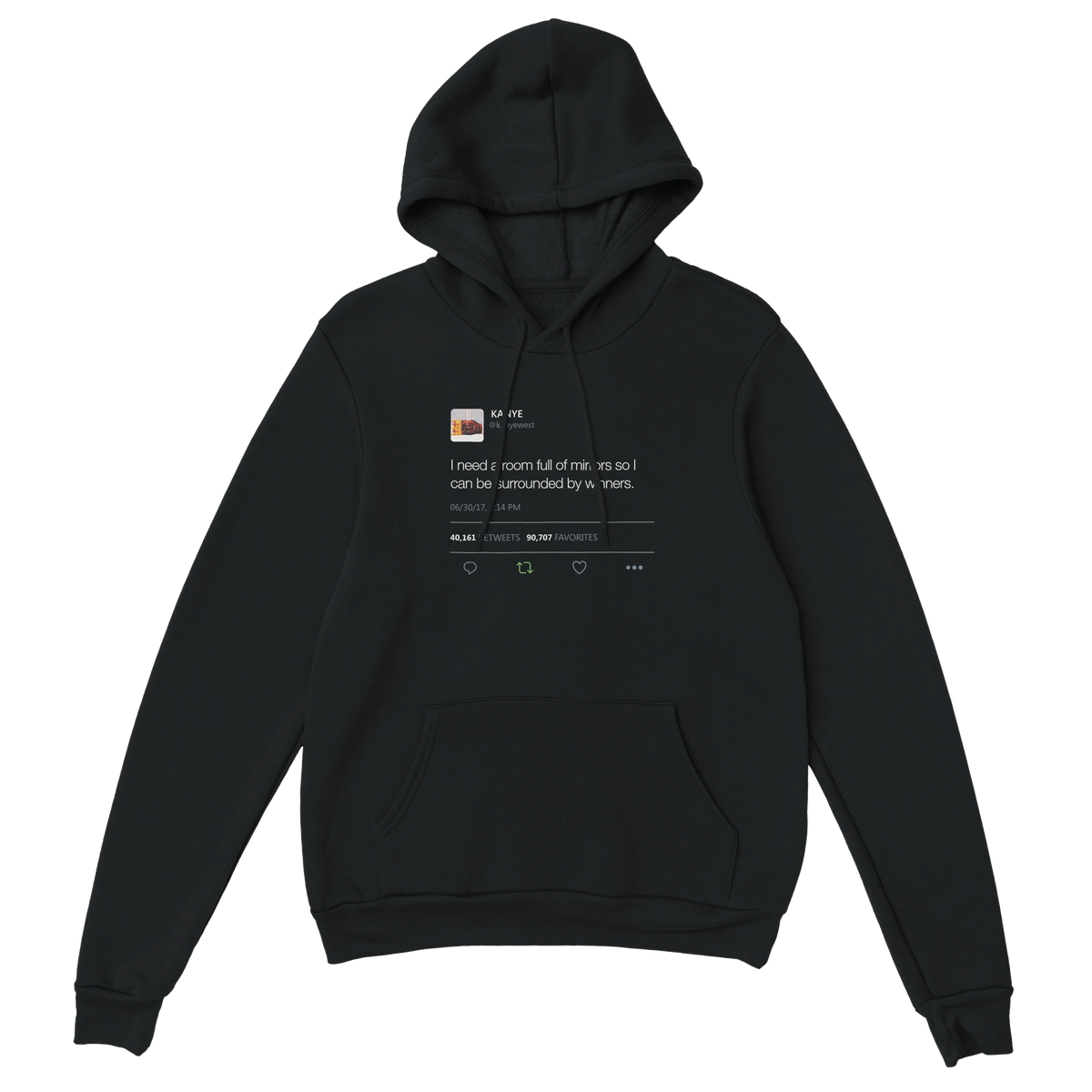 Room Full of Mirrors Kanye West Tweet Hoodie-Black-S-Bootlg