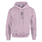 Donda inspired Kanye West album hoodie in Light Pink, detailed front mockup