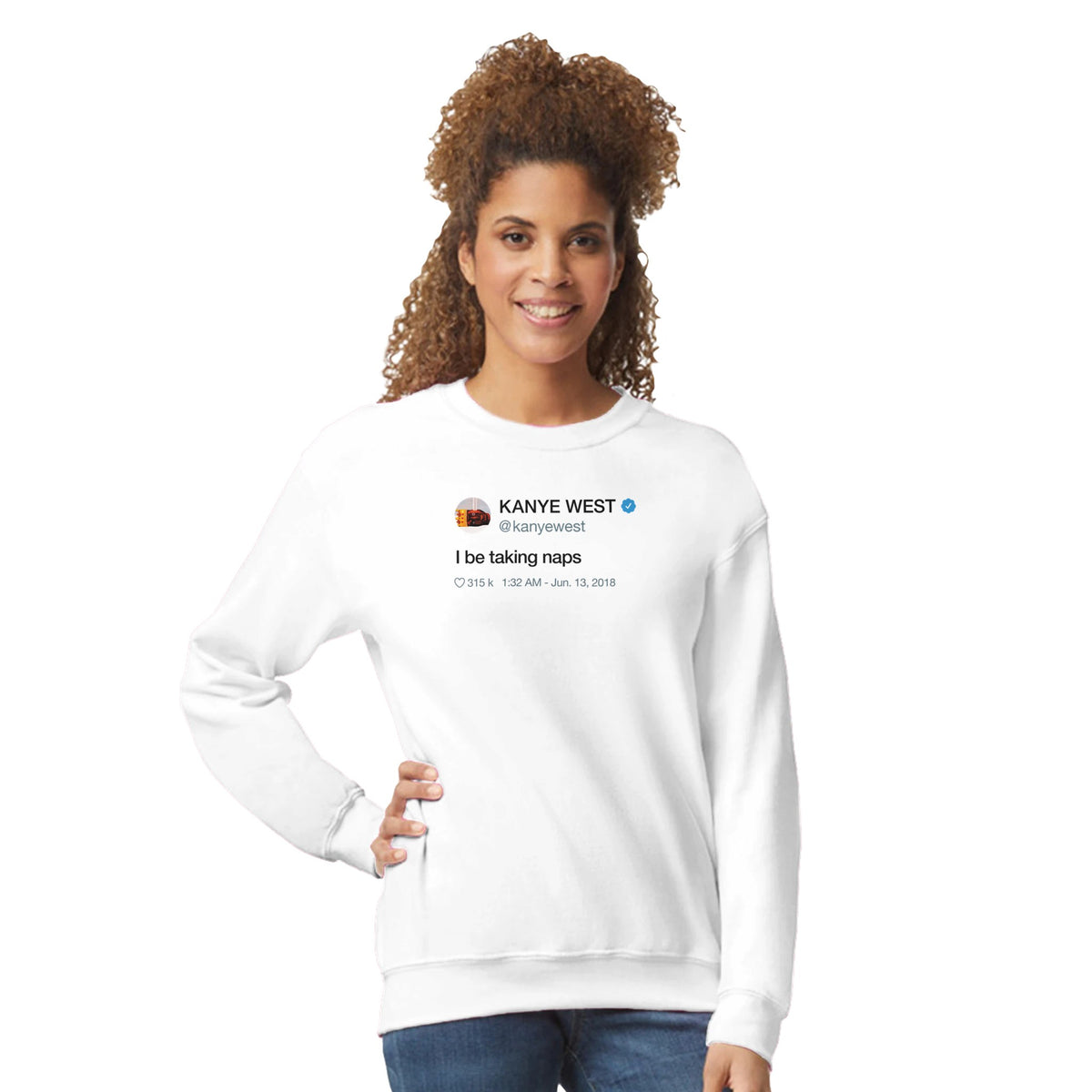 I Be Taking Naps Kanye West Tweet Crewneck-White-S-Bootlg