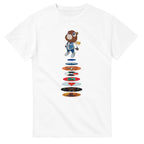 Graduation Bear Discography Tee, White Gildan 5000 T-shirt, front graphic print, flat product view