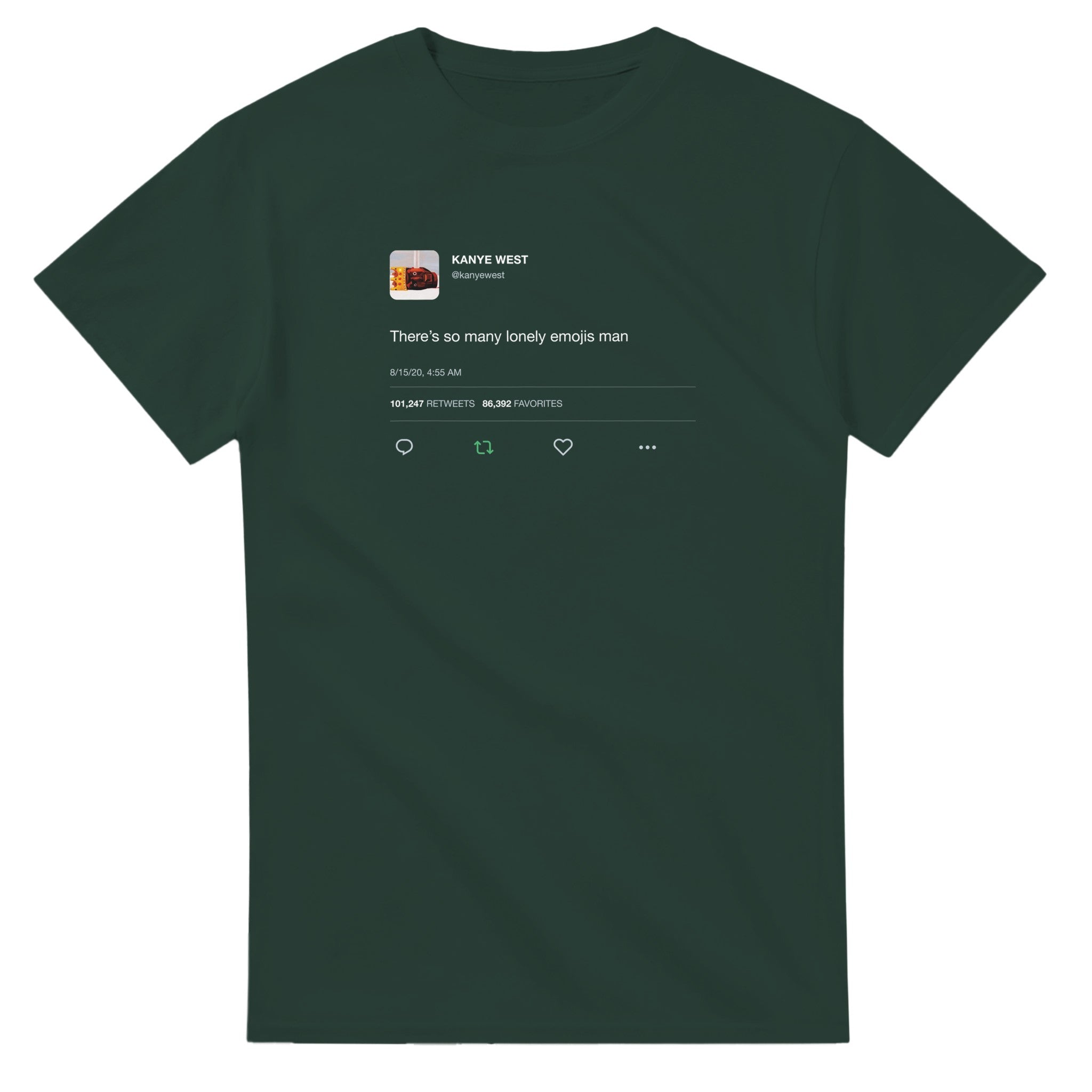 Lonely Emojis Kanye West Tee-Forest Green-S-Bootlg