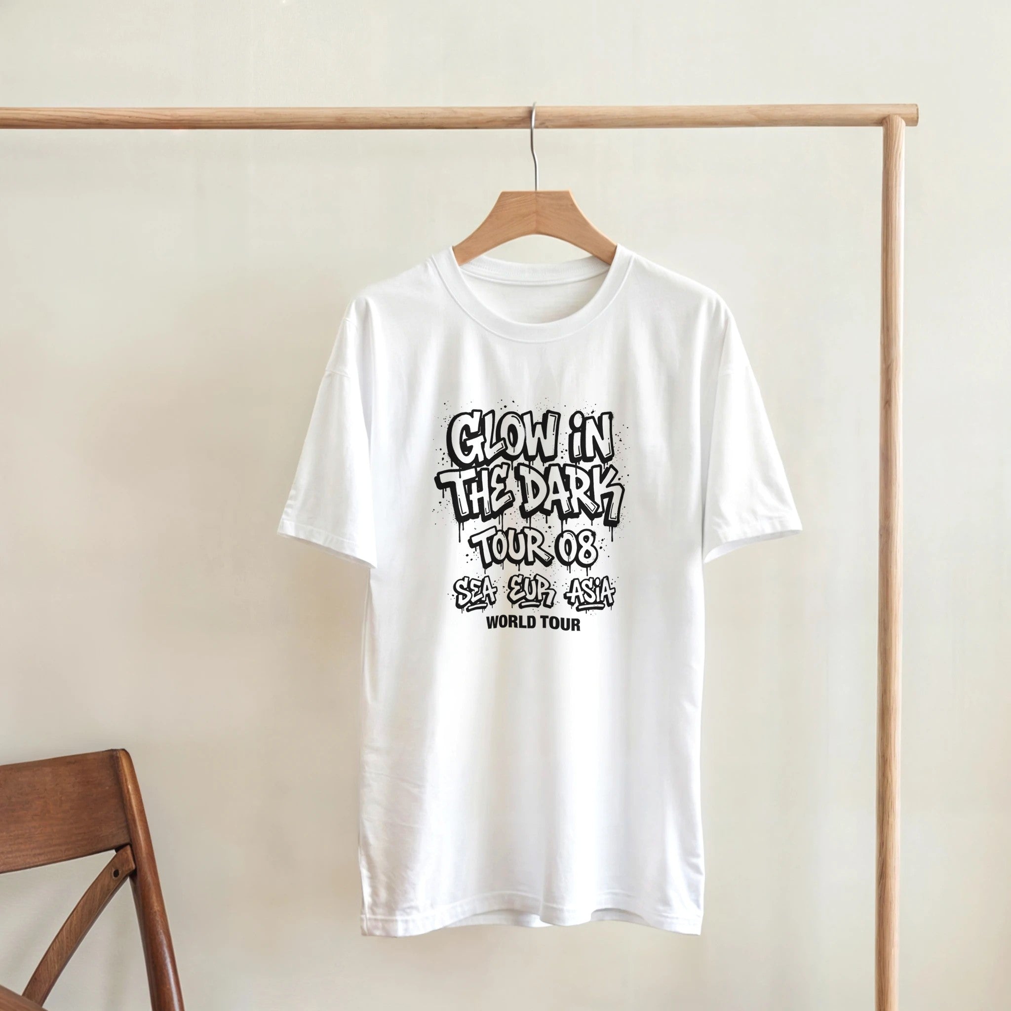 Glow In The Dark Kanye West Tee-White-S-Bootlg