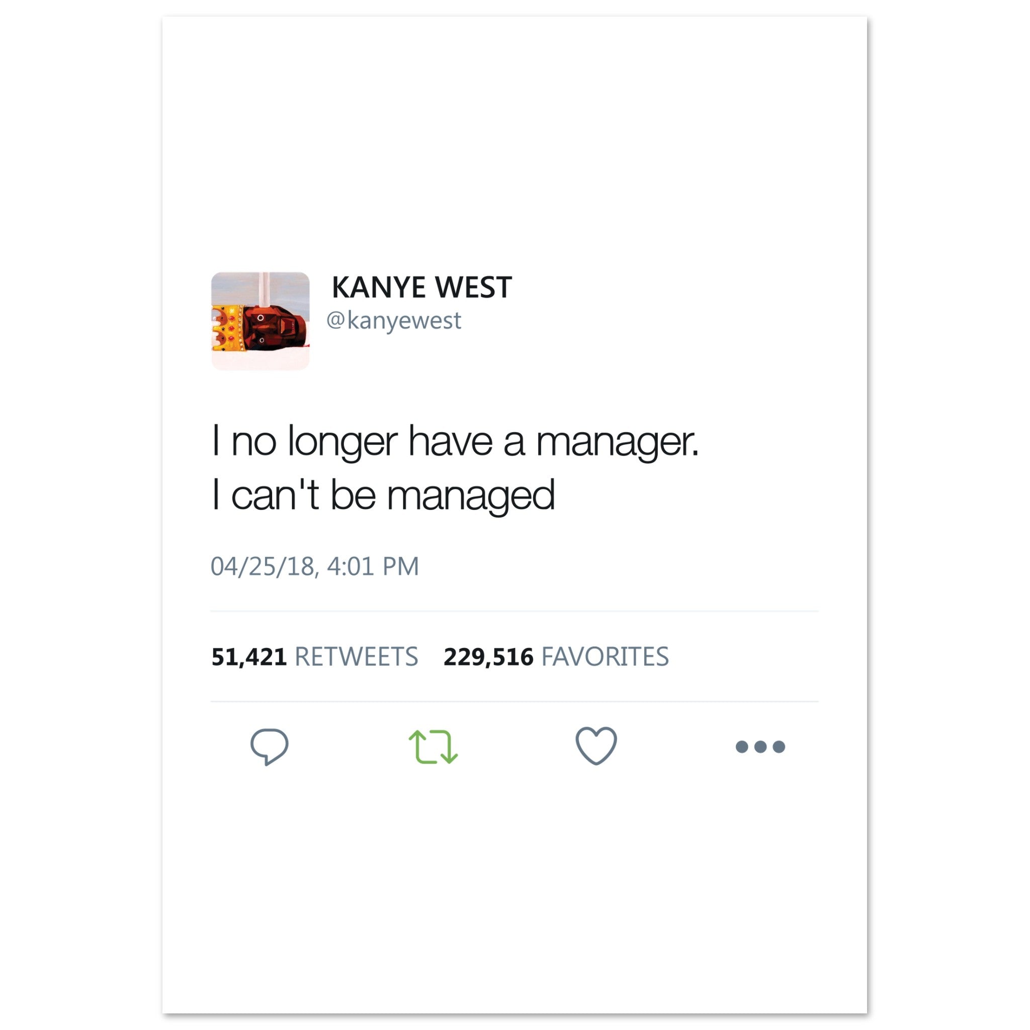 Can't Be Managed Tweet Poster-A4 21x29.7 cm / 8x12″-Bootlg