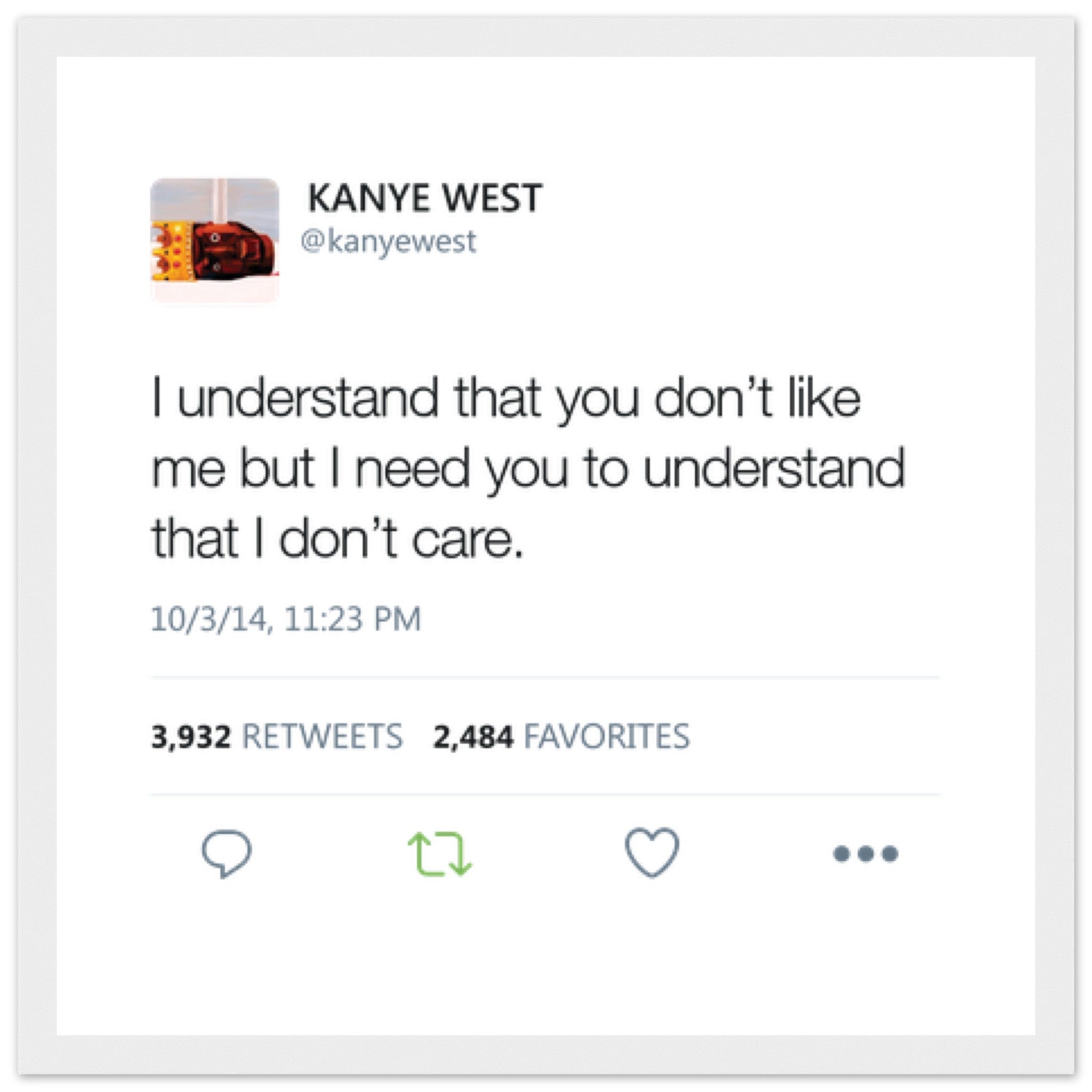 Kanye West Tweet Framed Poster-30x30 cm / 12x12″-White frame-Bootlg