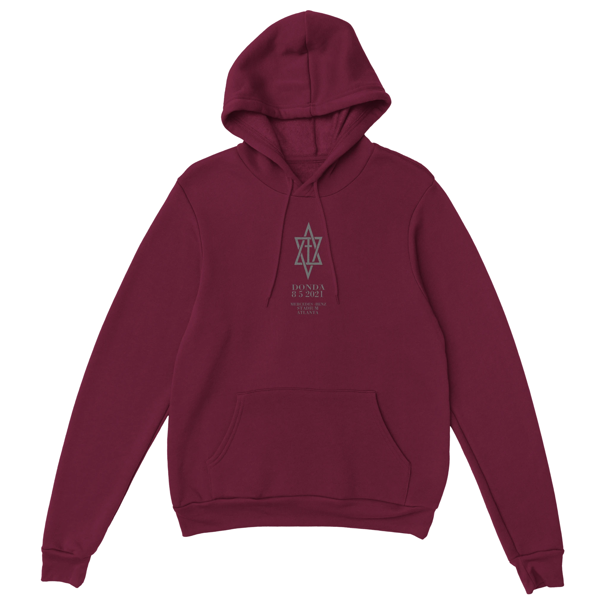 Donda inspired Kanye West album hoodie in Maroon, front view