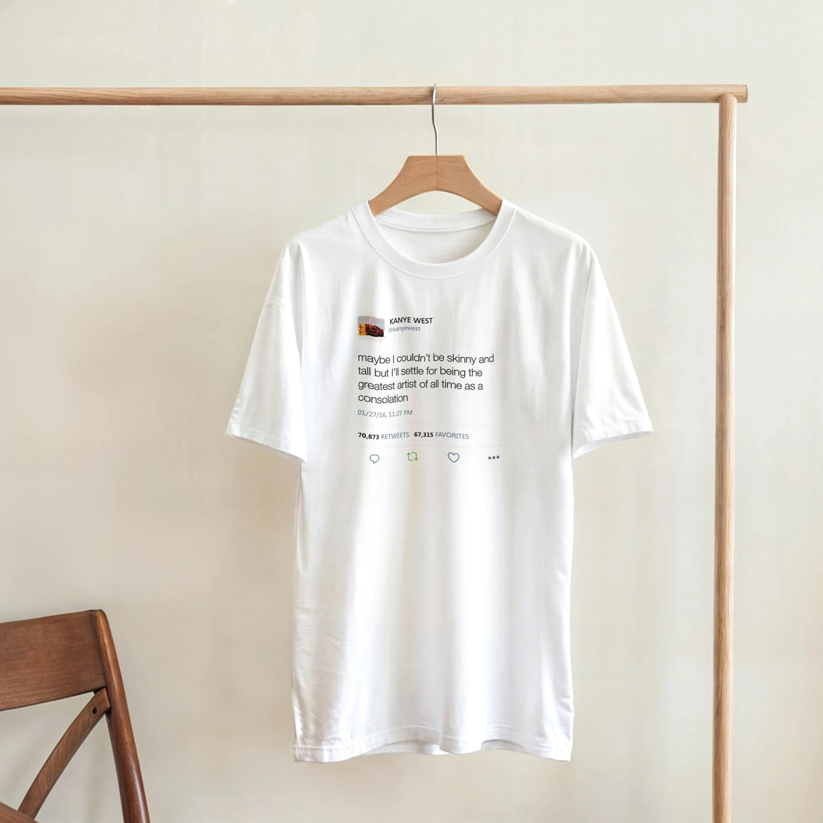 Maybe I Couldn't Be Skinny and Tall Kanye West Tweet T-Shirt-White-S-Bootlg