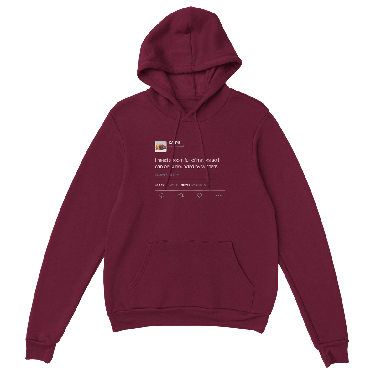 Room Full of Mirrors Kanye West Tweet Hoodie-Maroon-S-Bootlg