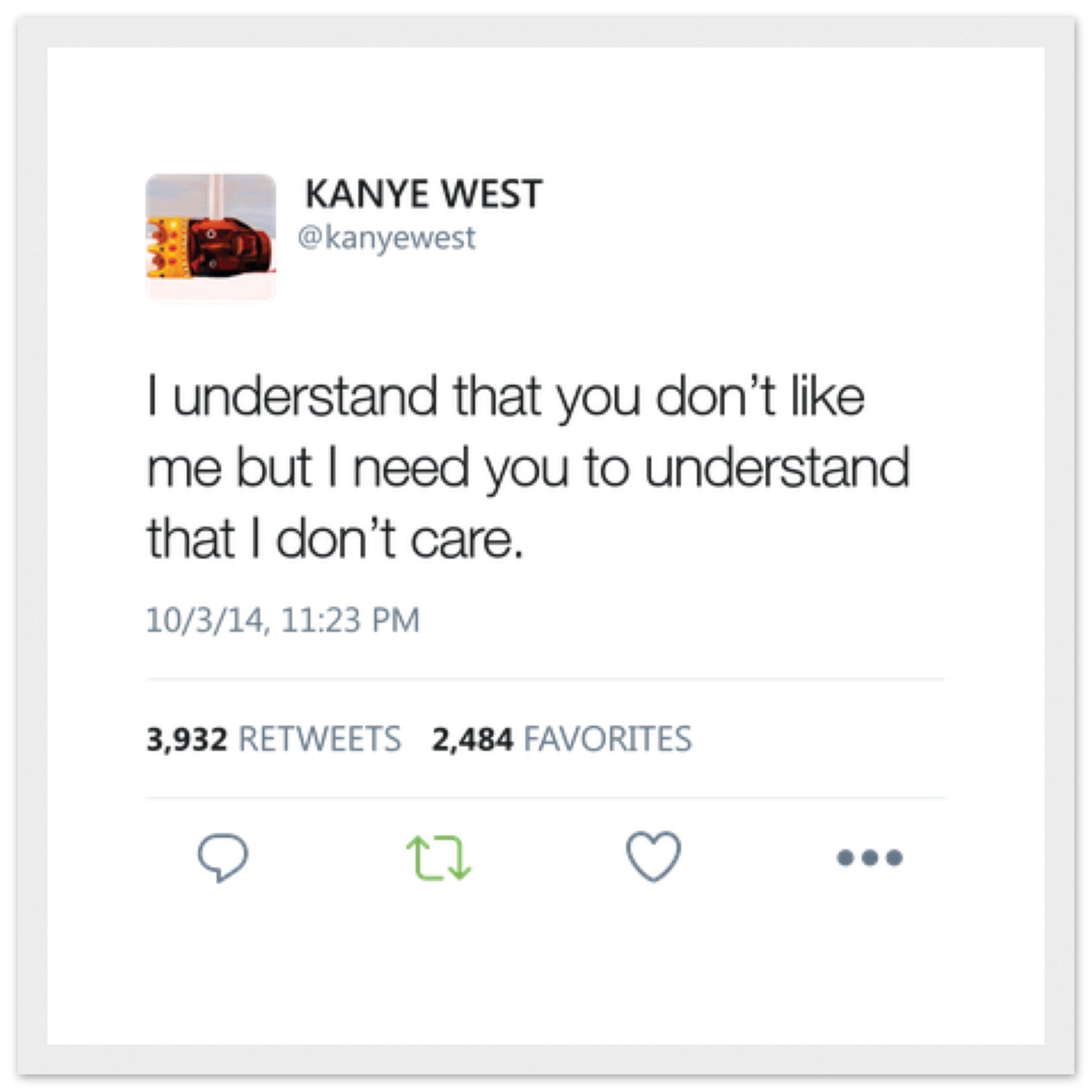 Kanye West Tweet Framed Poster-40x40 cm / 16x16″-White frame-Bootlg