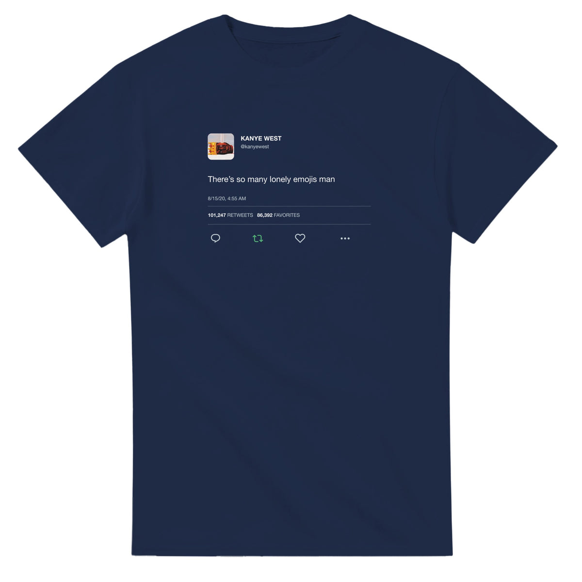 Lonely Emojis Kanye West Tee-Navy-S-Bootlg