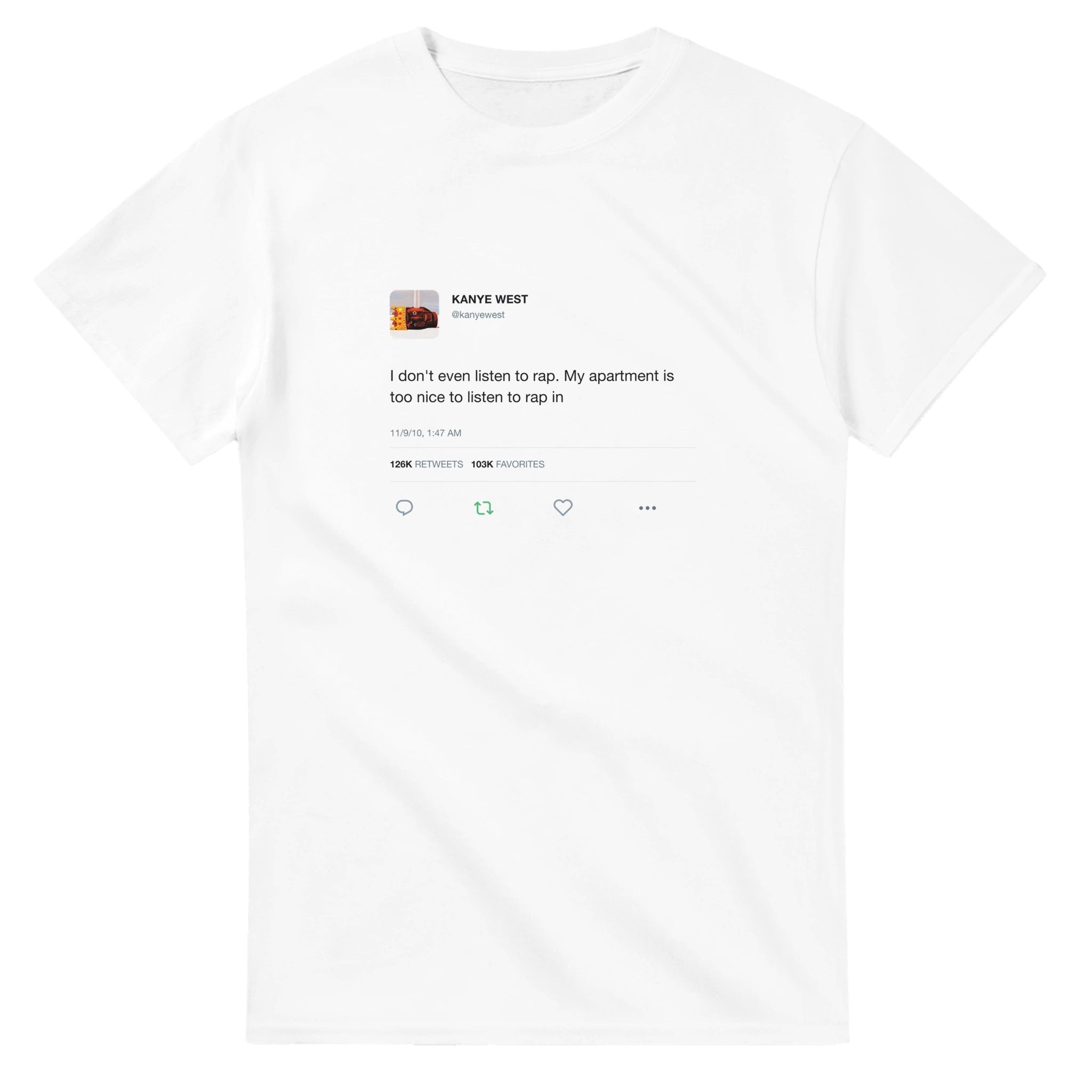 Too Nice To Listen To Rap Kanye Tee-White-S-Bootlg