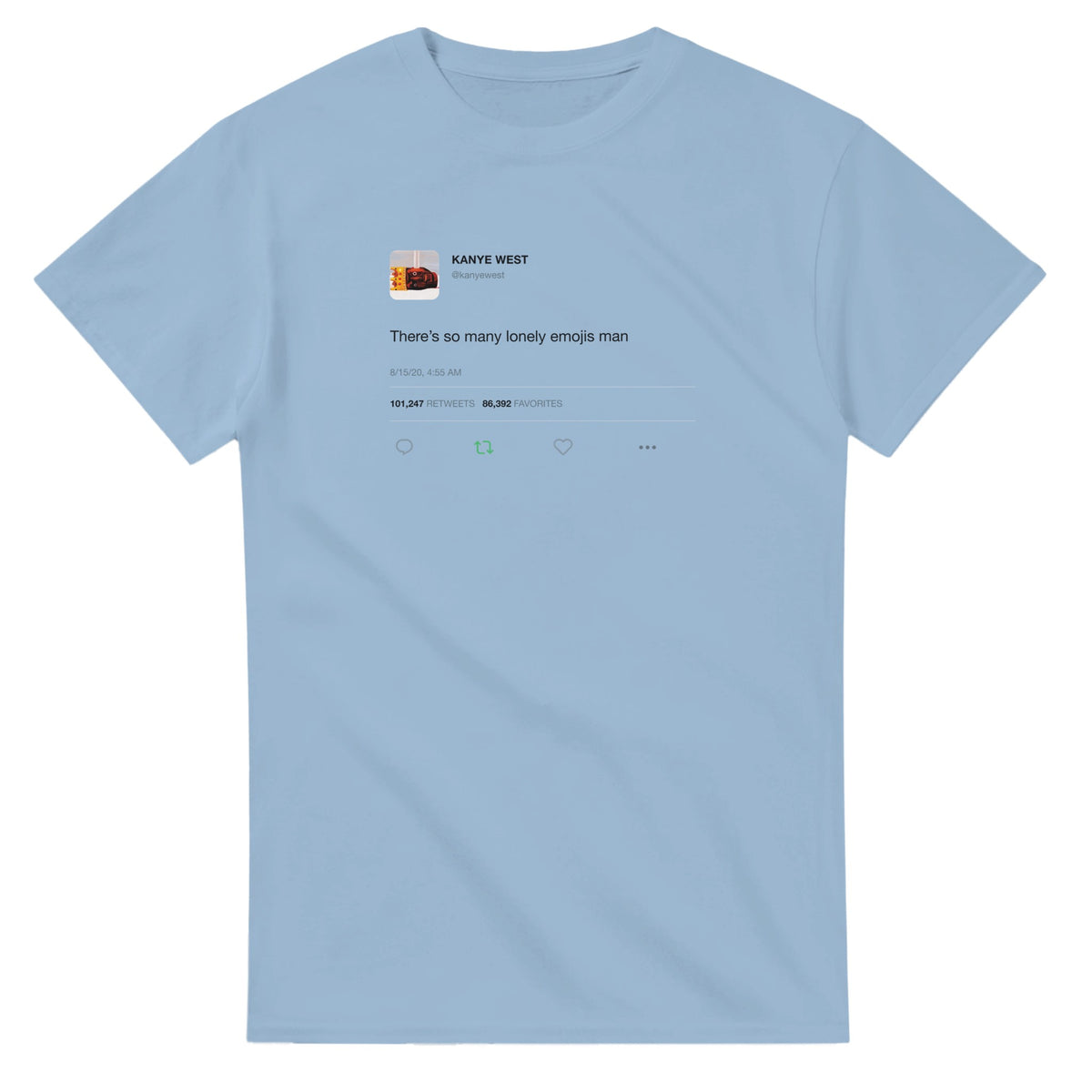 Lonely Emojis Kanye West Tee-Light Blue-S-Bootlg