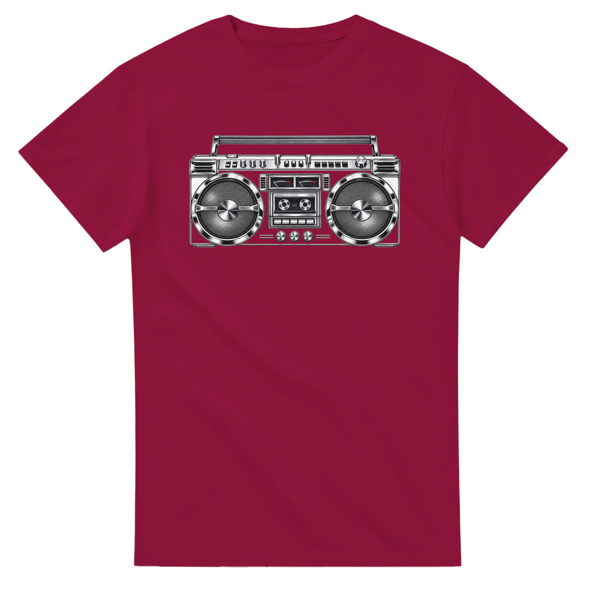 Midnight Boombox Tee - Cardinal Red cotton t-shirt - front flat