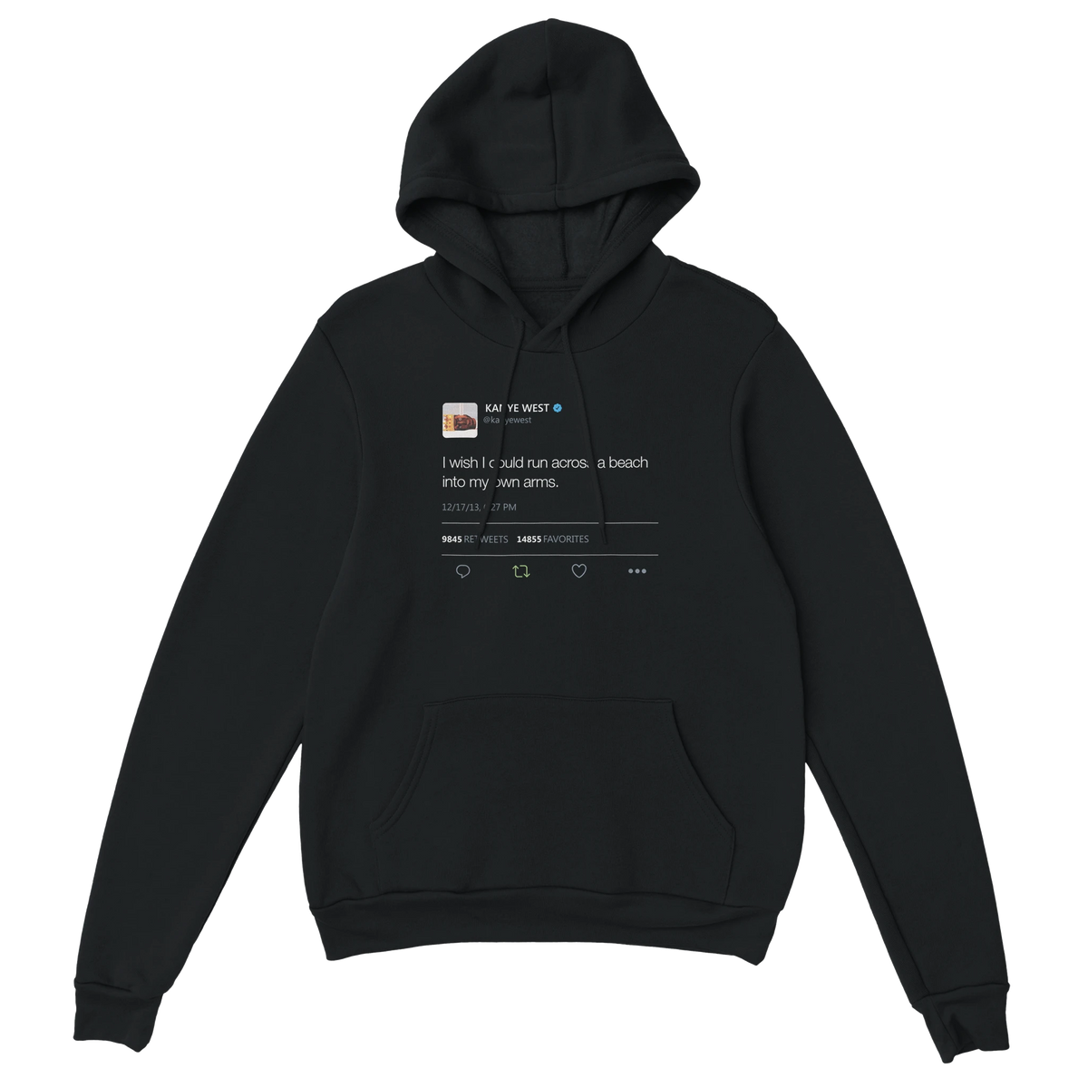 I wish I could run across a beach into my own arms Kanye Tweet Hoodie-Black-S-Bootlg