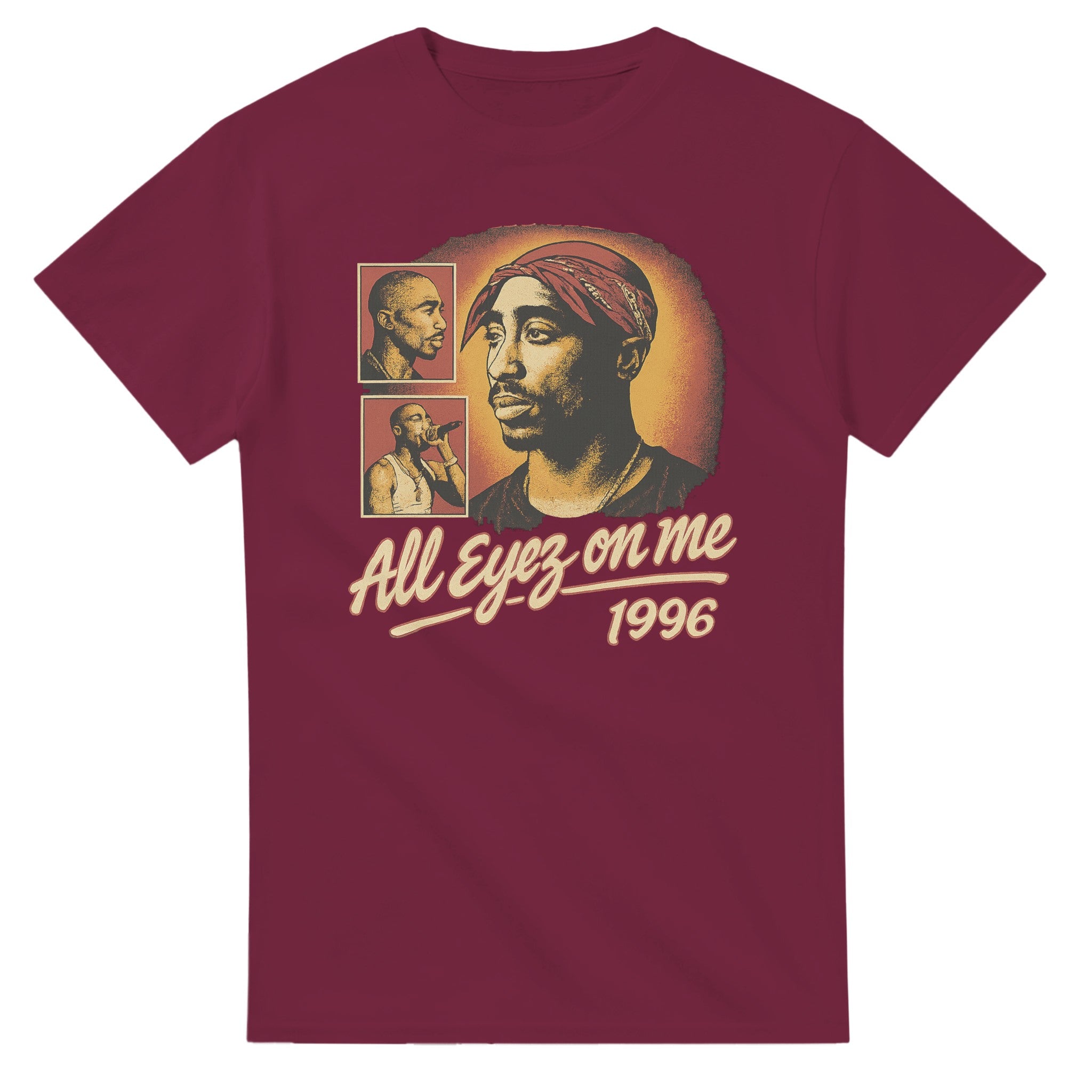 All Eyez On Me Vintage Bootleg 90s Tupac T-Shirt-Maroon-S-Bootlg