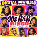 90s R&B Bingo digital download: print at home, 100 unique cards and 85 songs by BOOTLG