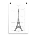 Eiffel Tower Paris Plan, France Retro Poster-24×36-Bootlg
