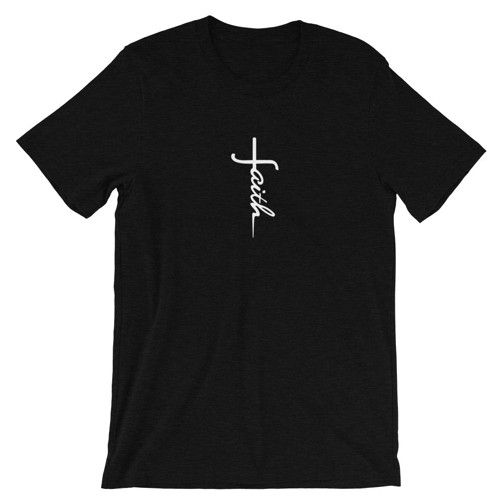 Faith Unisex T-Shirt - Religious cross Faith Tee - Jesus Christ God Christian Shirt-Black Heather-XS-Bootlg