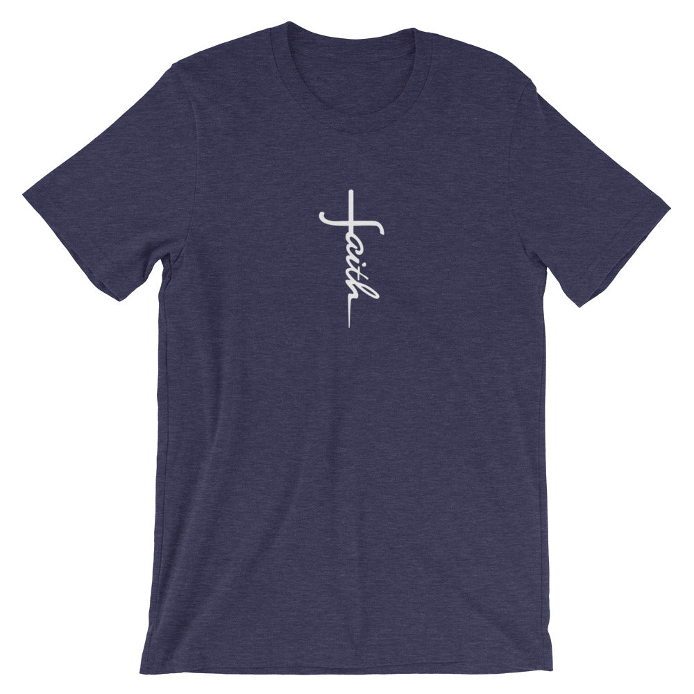 Faith Unisex T-Shirt - Religious cross Faith Tee - Jesus Christ God Christian Shirt-Heather Midnight Nav-XS-Bootlg