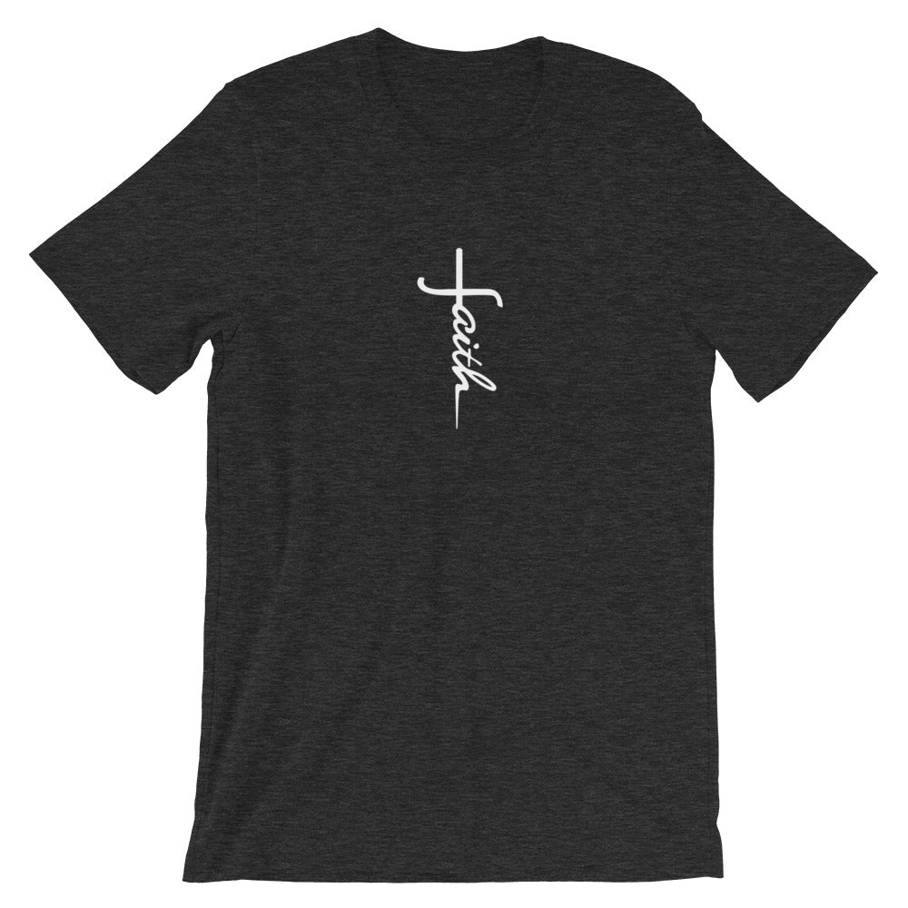 Faith Unisex T-Shirt - Religious cross Faith Tee - Jesus Christ God Christian Shirt-Dark Grey Heather-XS-Bootlg