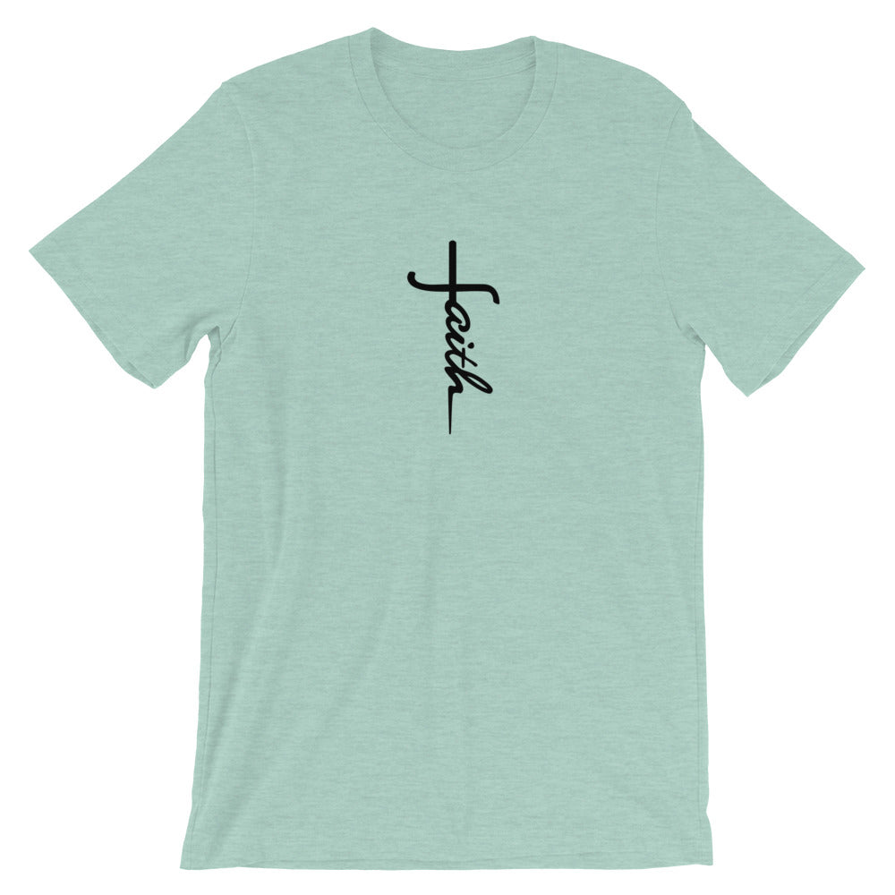 Faith Unisex T-Shirt - Religious cross Faith Tee - Jesus Christ God Christian Shirt-Heather Prism Dusty-XS-Bootlg