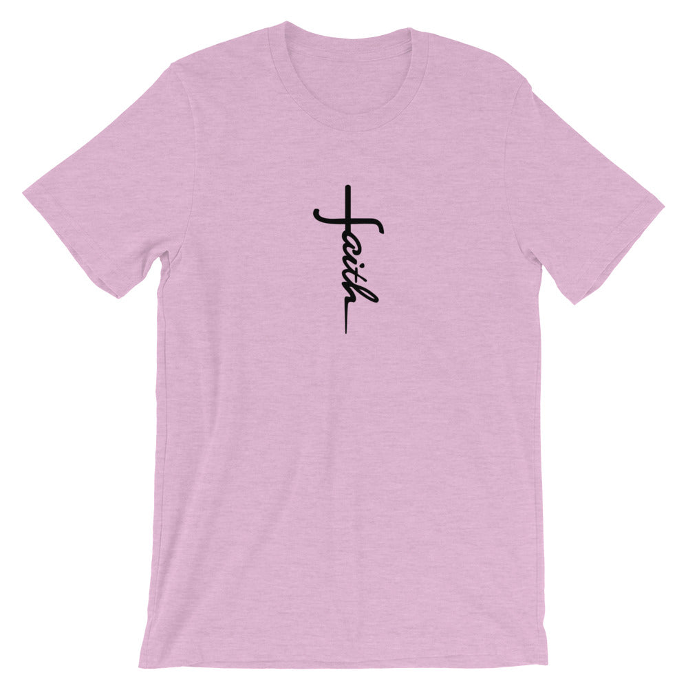 Faith Unisex T-Shirt - Religious cross Faith Tee - Jesus Christ God Christian Shirt-Heather Prism Lilac-XS-Bootlg