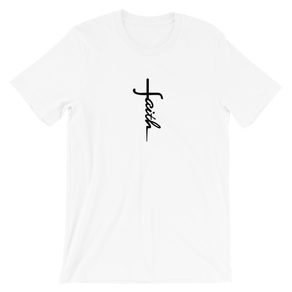 Faith Unisex T-Shirt - Religious cross Faith Tee - Jesus Christ God Christian Shirt-White-XS-Bootlg