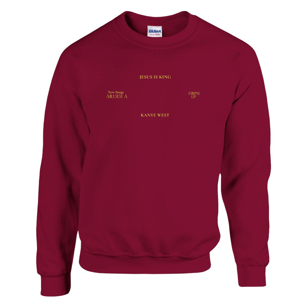 Jesus is King Inspired Crewneck - Kanye West Merch Sweatshirt-Cardinal Red-S-Bootlg