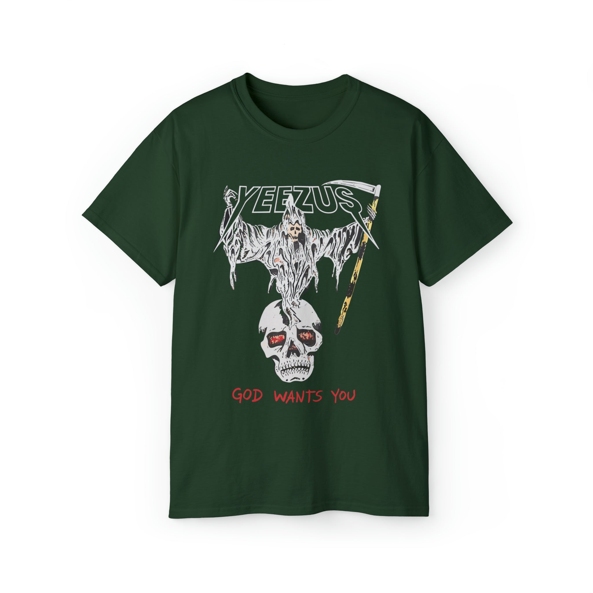 Kanye West Yeezus 2022 Tour Tee Reaper Design-Forest Green-S-Bootlg