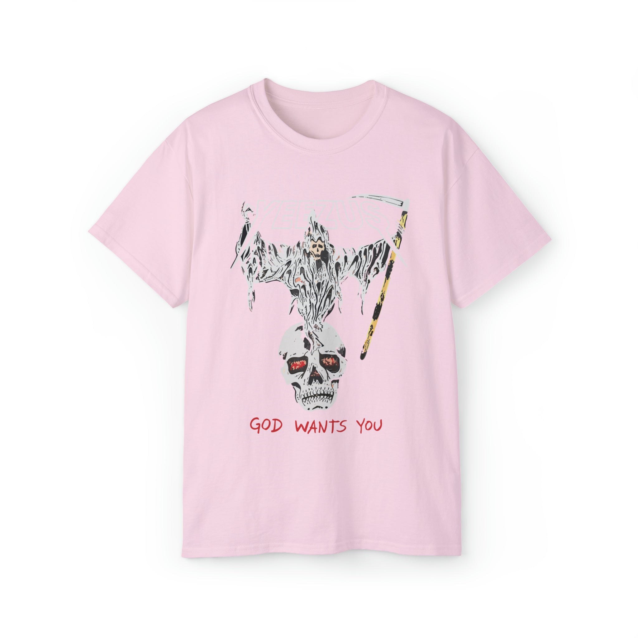 Kanye West Yeezus 2022 Tour Tee Reaper Design-Light Pink-S-Bootlg