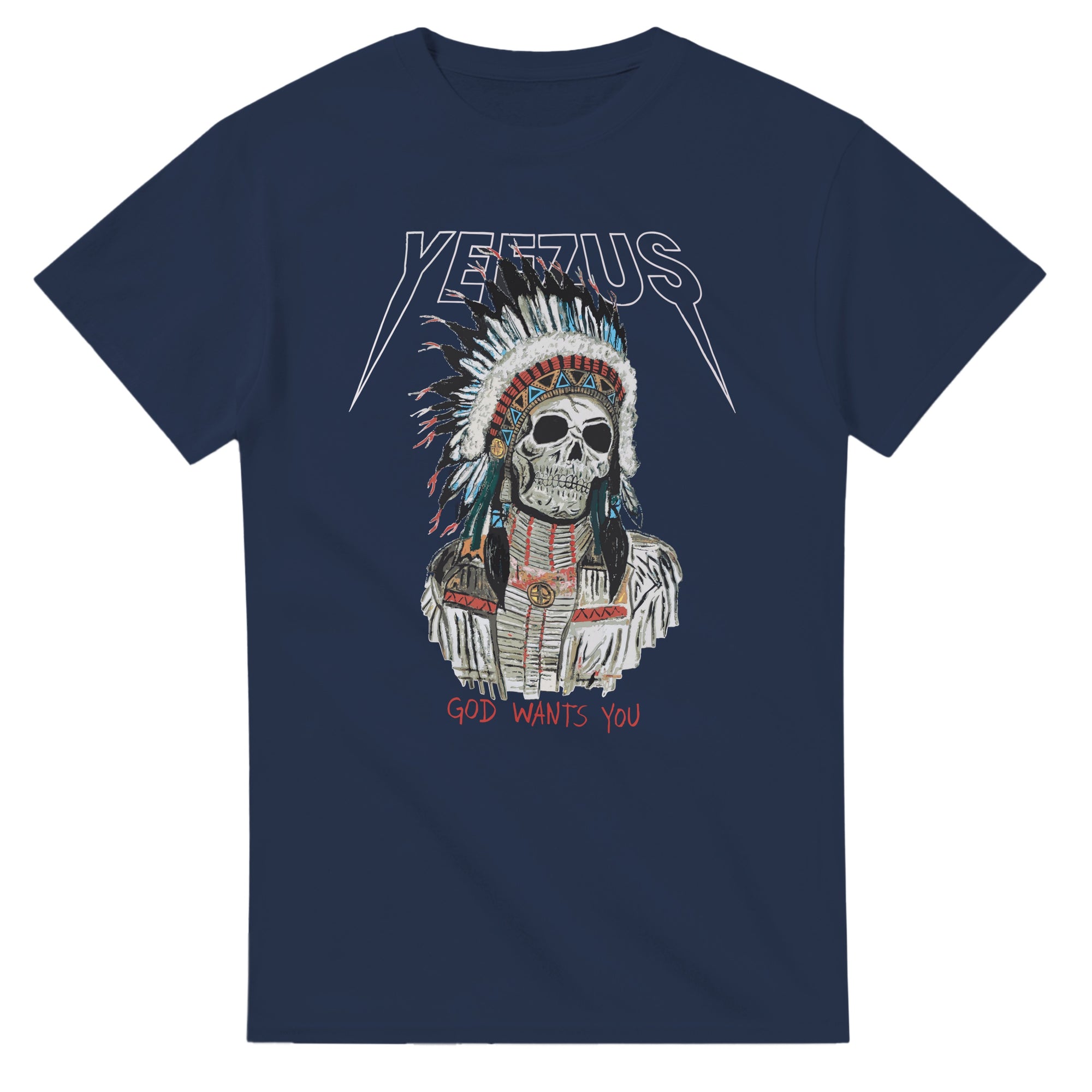 Kanye West Yeezus 2022 Tour Tee Skull Indian-Navy-S-Bootlg