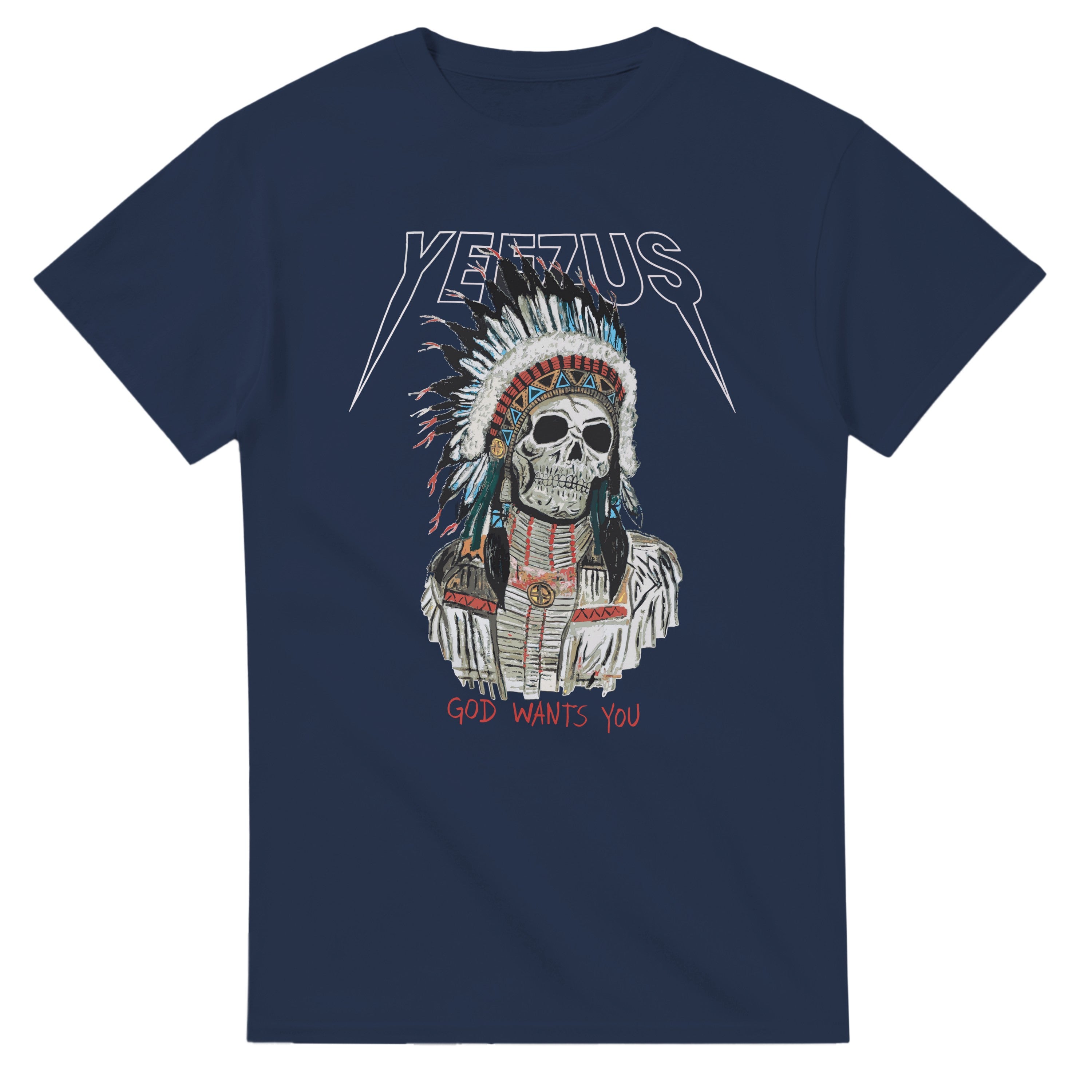 Kanye West Yeezus 2022 Tour Tee Skull Indian-Navy-S-Bootlg