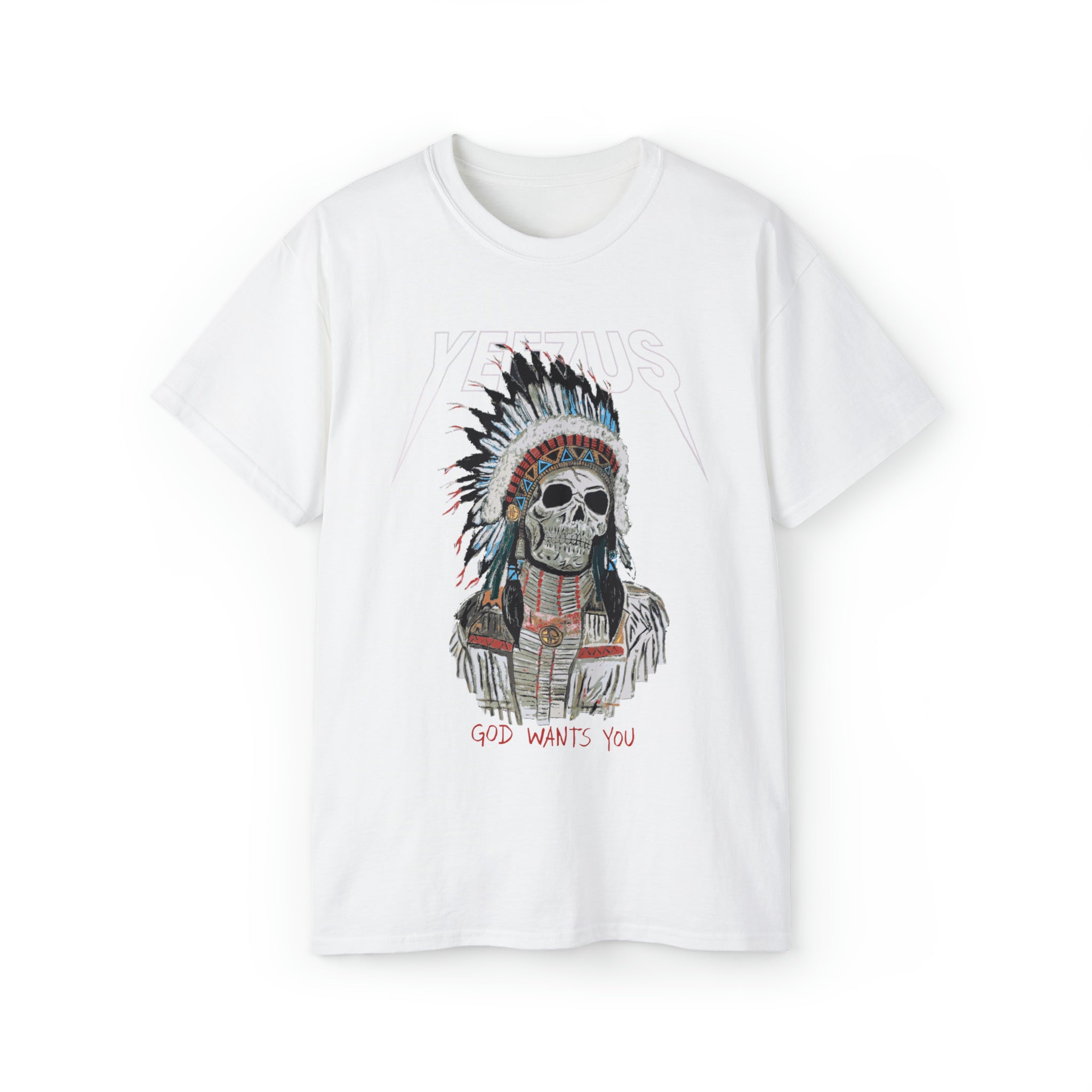 Kanye West Yeezus 2022 Tour Tee Skull Indian-White-S-Bootlg