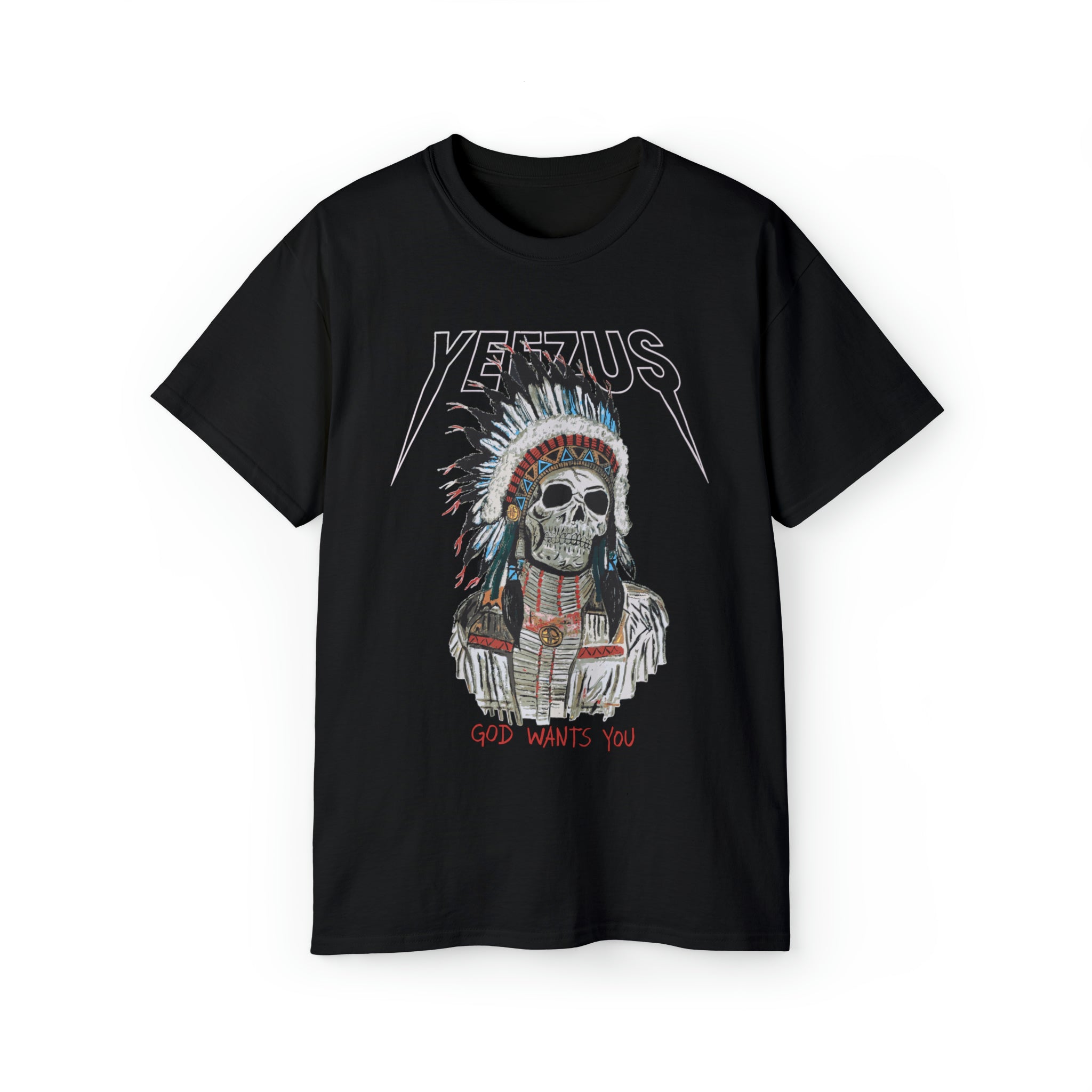 Kanye West Yeezus 2022 Tour Tee Skull Indian-Black-S-Bootlg