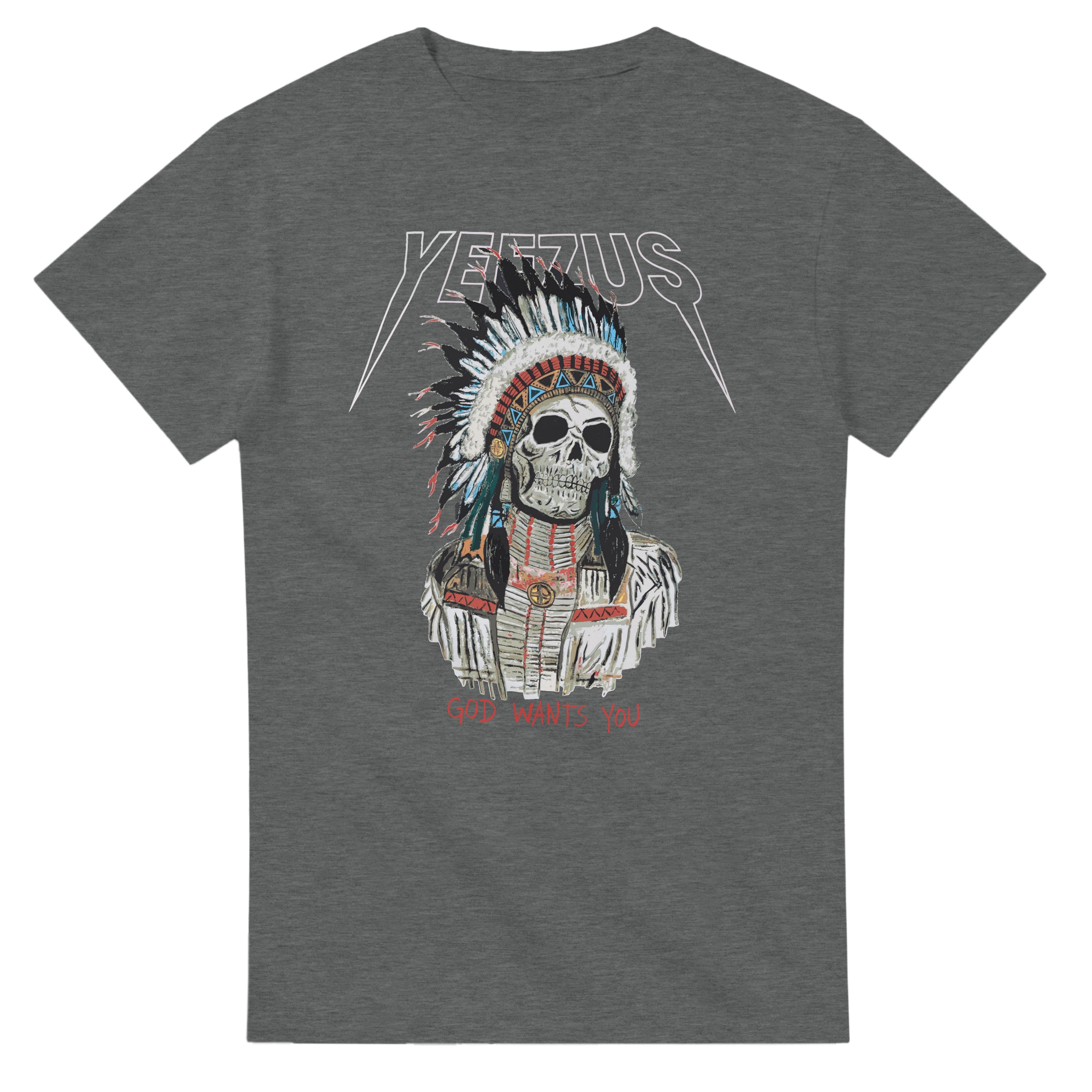Kanye West Yeezus 2022 Tour Tee Skull Indian-Graphite Heather-S-Bootlg