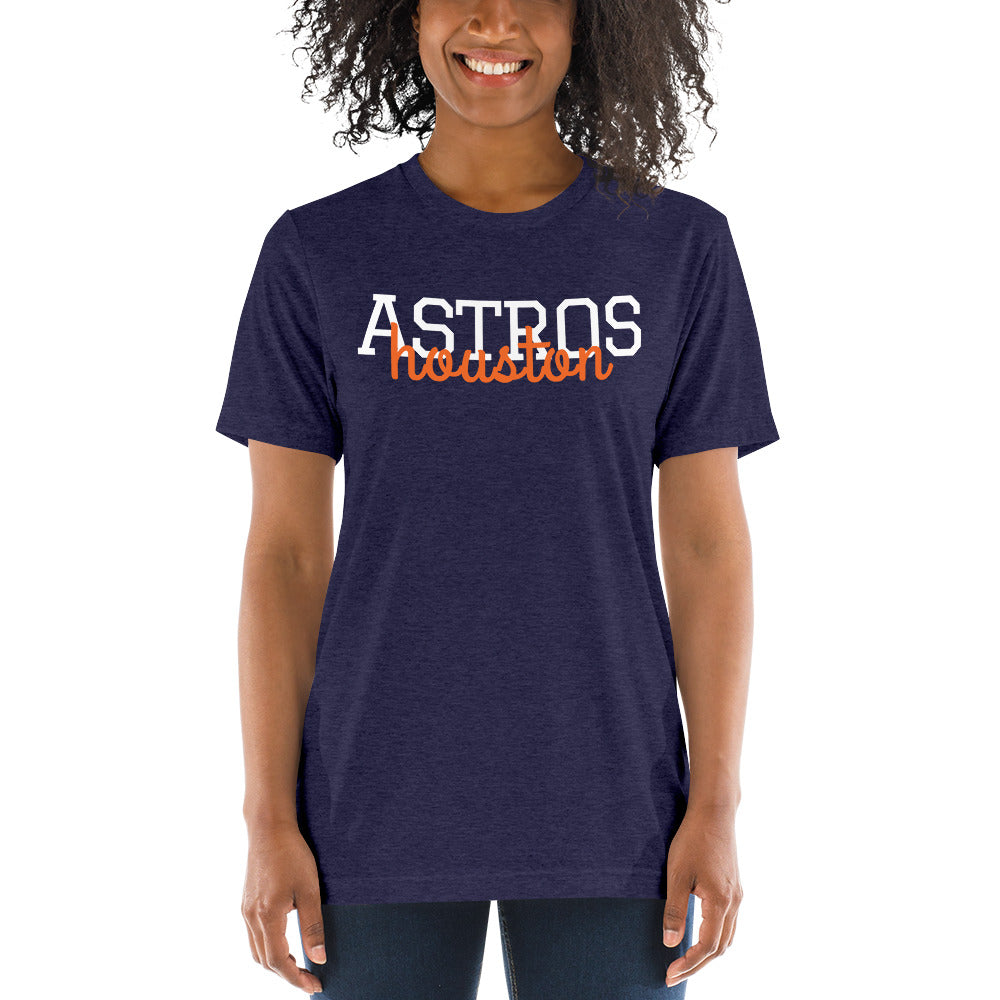 Ladies Houston Astros Tank or TShirt, Choose Shirt Style, Womens Muscle Tank, Super Soft Bella Tank, Astros Tank Astros Shirt, Stros-Navy Triblend-S-Bootlg