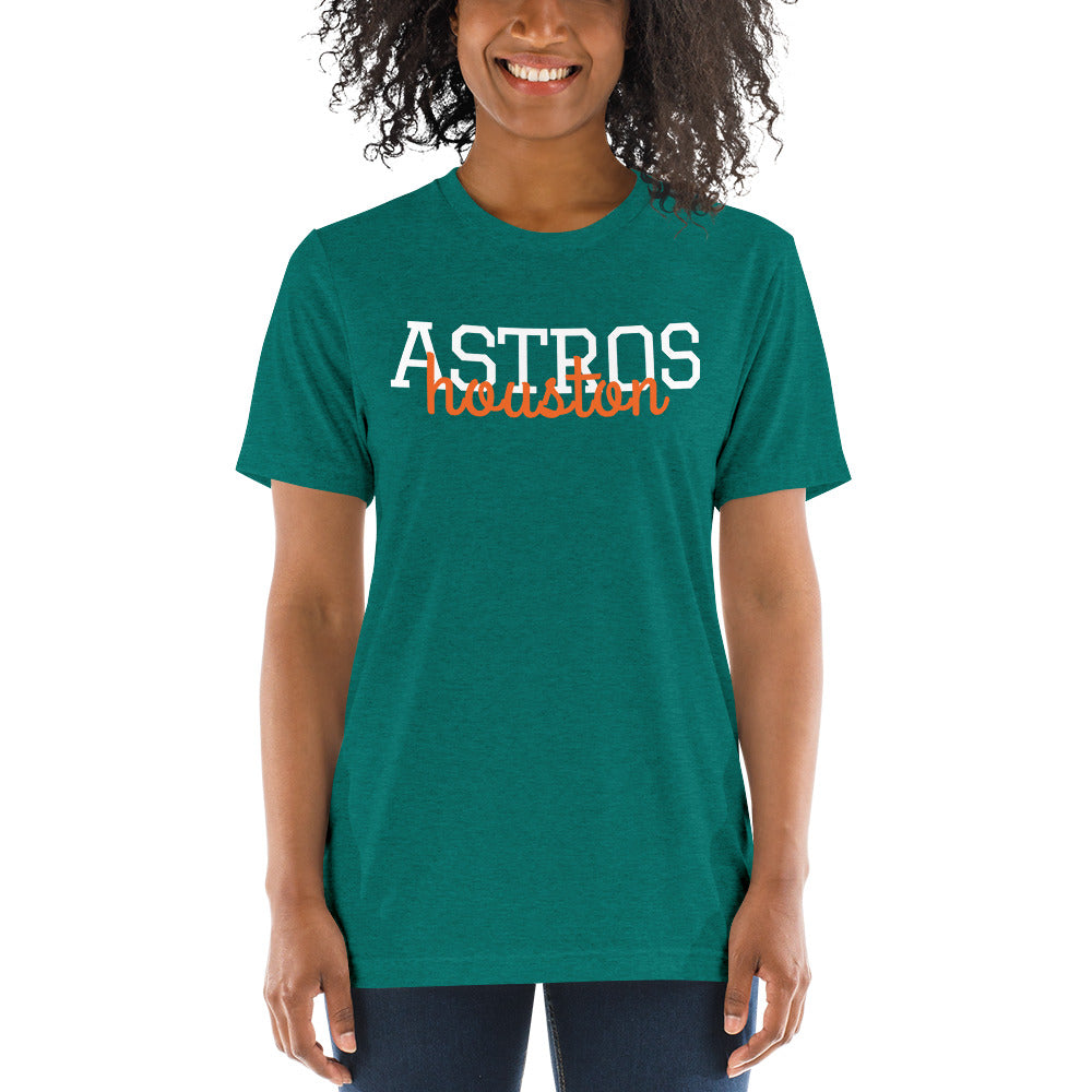 Ladies Houston Astros Tank or TShirt, Choose Shirt Style, Womens Muscle Tank, Super Soft Bella Tank, Astros Tank Astros Shirt, Stros-Teal Triblend-S-Bootlg