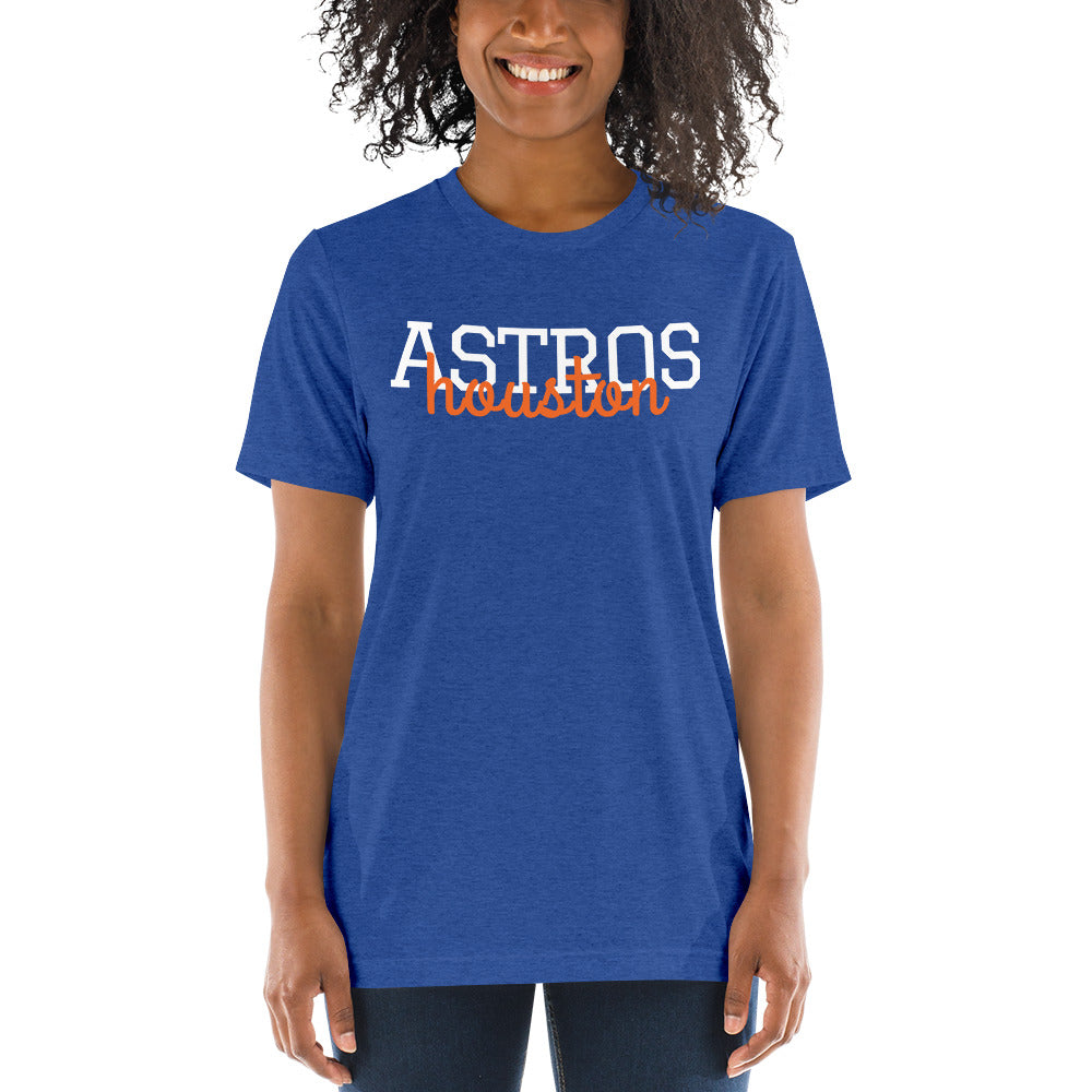 Ladies Houston Astros Tank or TShirt, Choose Shirt Style, Womens Muscle Tank, Super Soft Bella Tank, Astros Tank Astros Shirt, Stros-True Royal Triblend-S-Bootlg