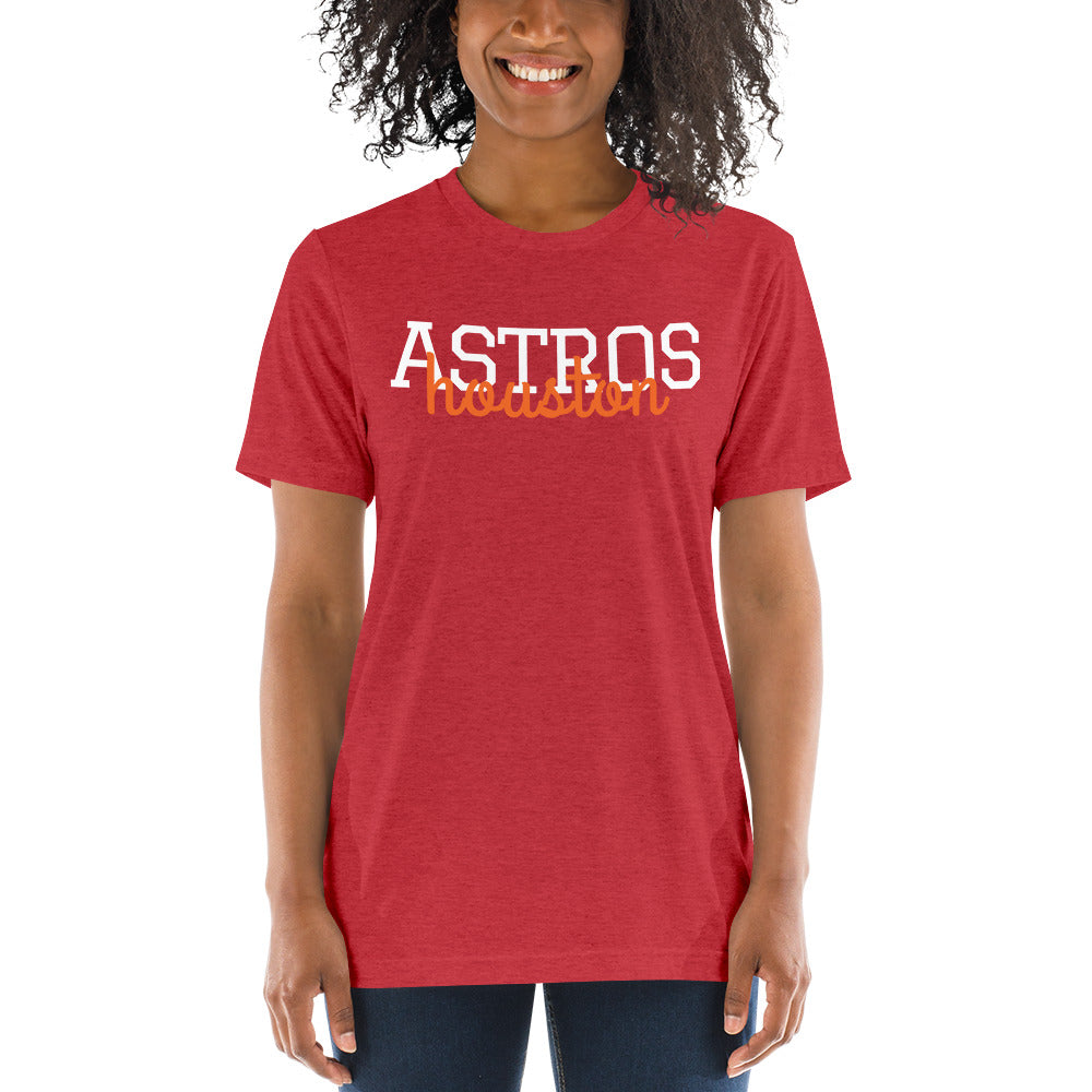 Ladies Houston Astros Tank or TShirt, Choose Shirt Style, Womens Muscle Tank, Super Soft Bella Tank, Astros Tank Astros Shirt, Stros-Red Triblend-S-Bootlg