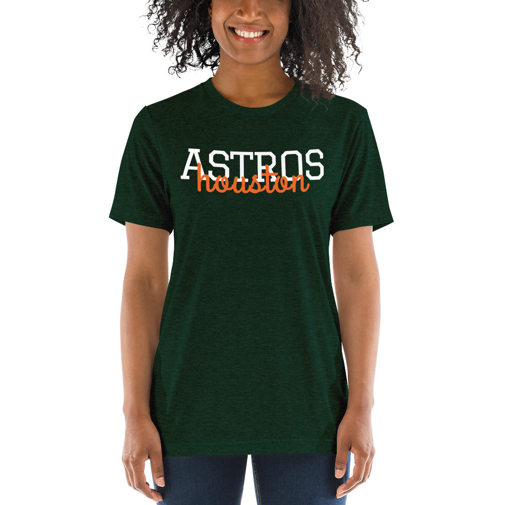 Ladies Houston Astros Tank or TShirt, Choose Shirt Style, Womens Muscle Tank, Super Soft Bella Tank, Astros Tank Astros Shirt, Stros-Emerald Triblend-S-Bootlg