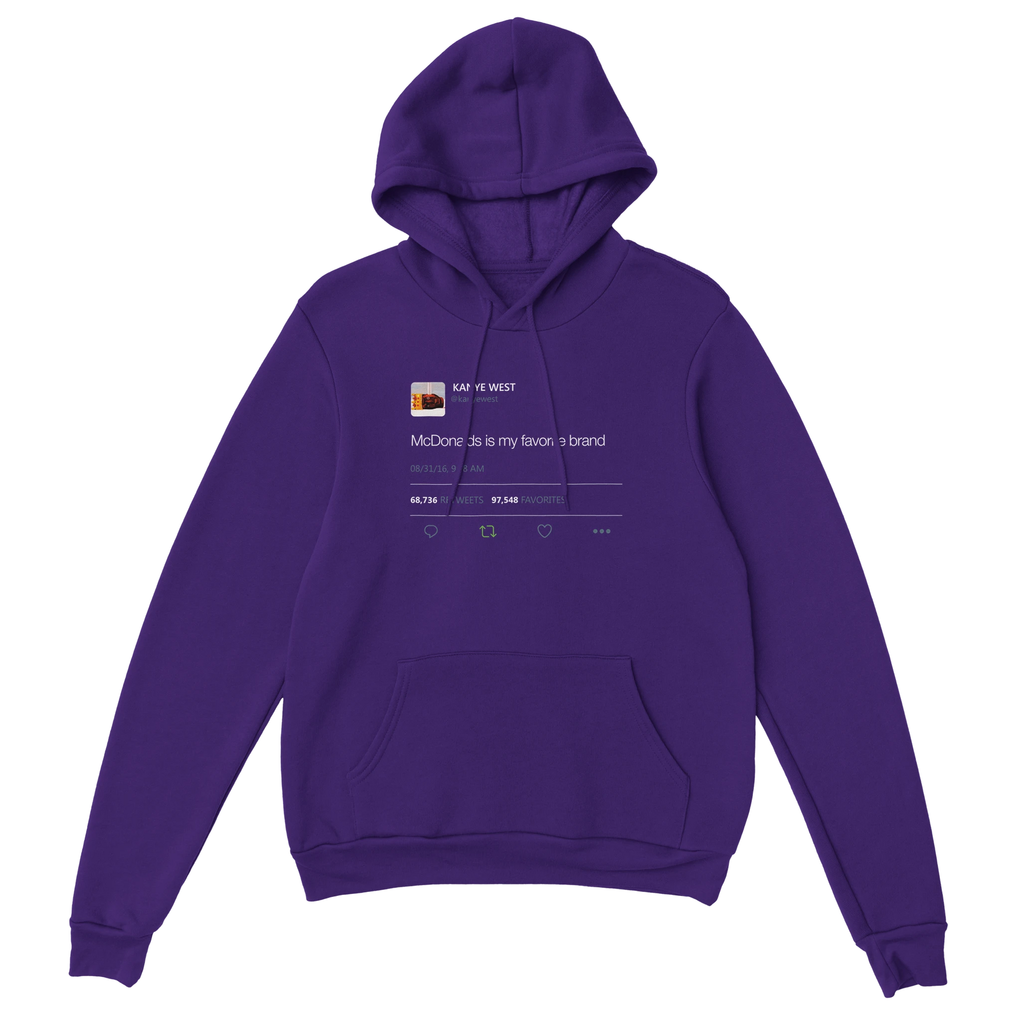 McDonalds is my favorite brand Kanye West Tweet Hoodie-Purple-S-Bootlg