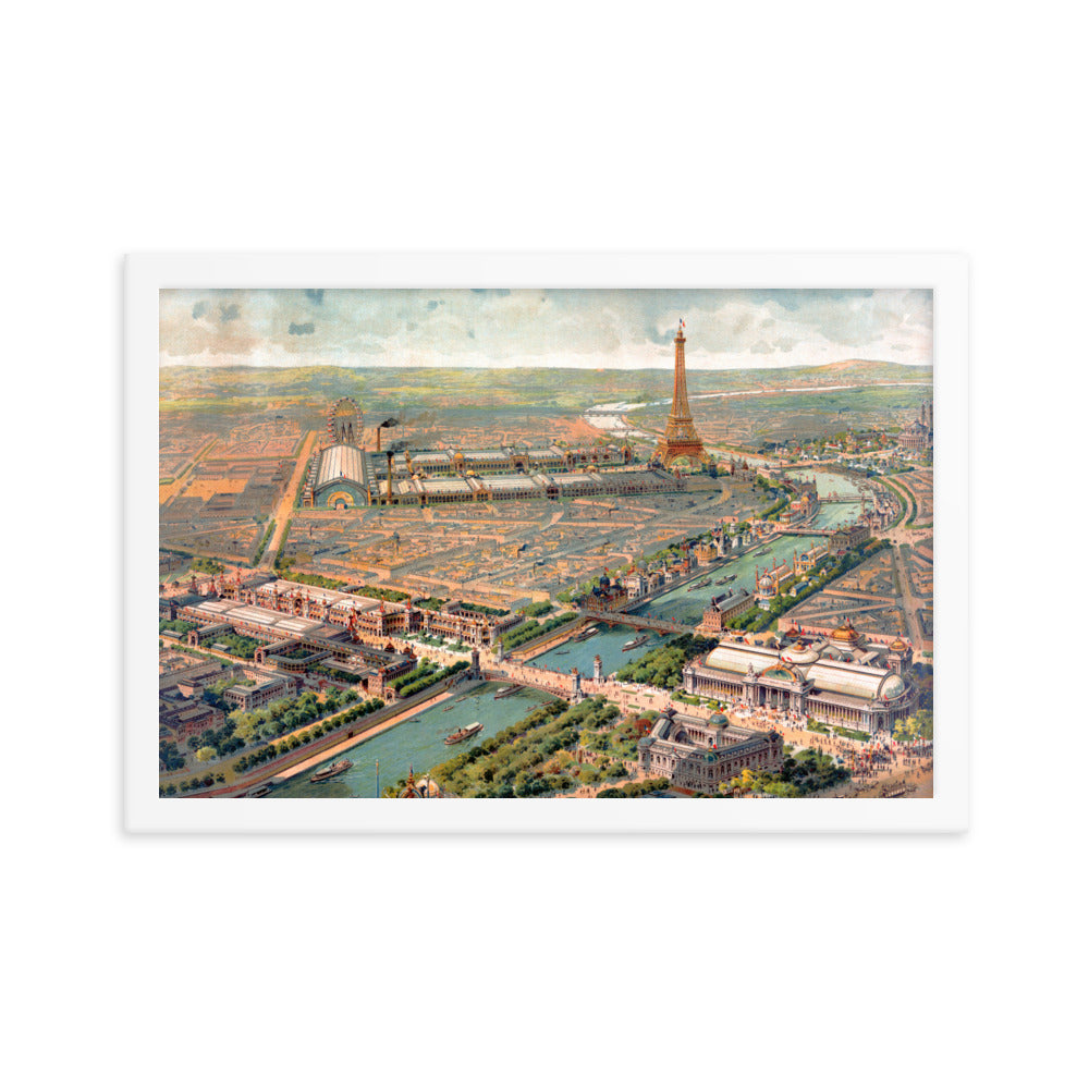 Paris, France Framed Retro poster-White-12×18-Bootlg