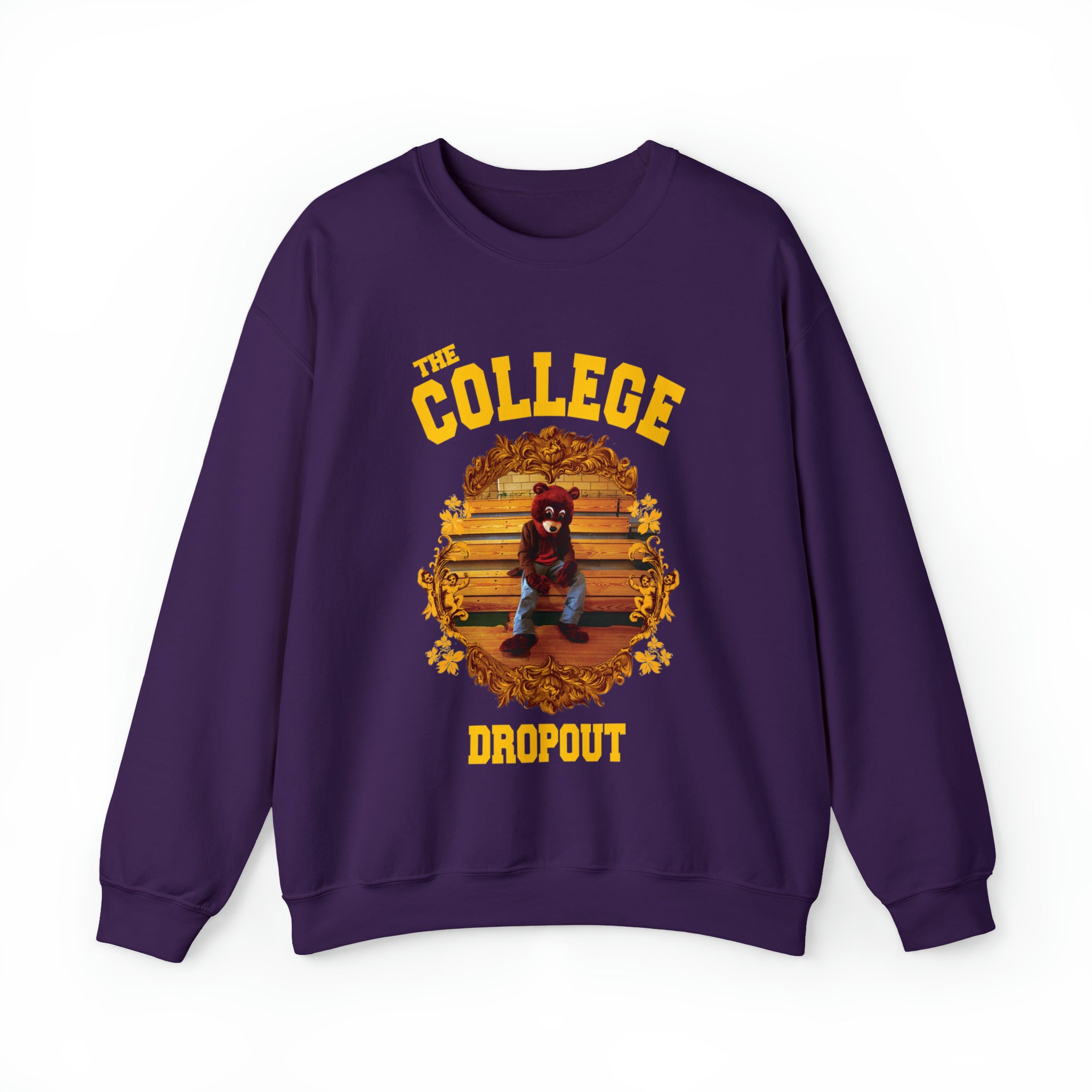 The College Dropout Bear Unisex Heavy Sweatshirt-S-Purple-Bootlg
