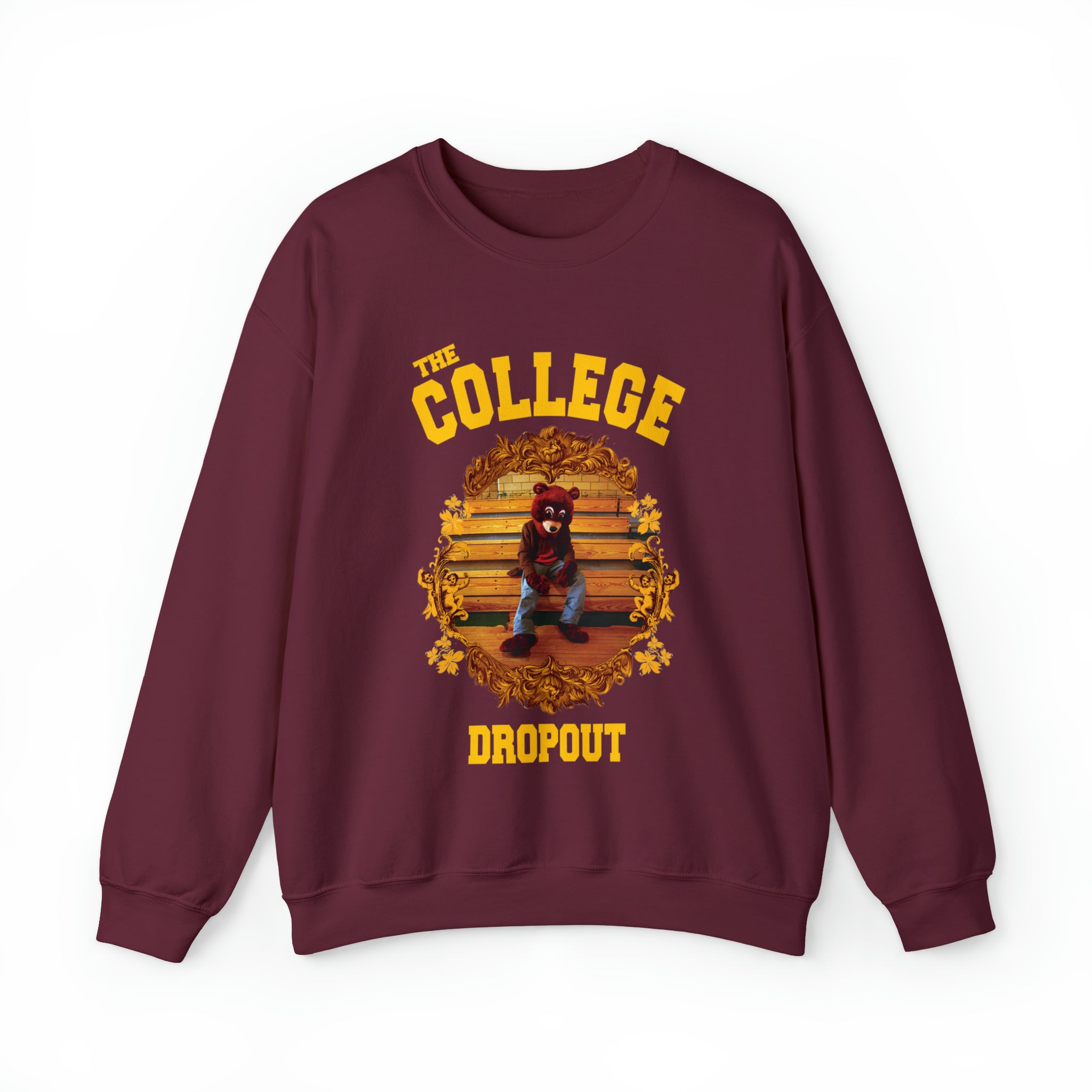 The College Dropout Bear Unisex Heavy Sweatshirt-S-Maroon-Bootlg