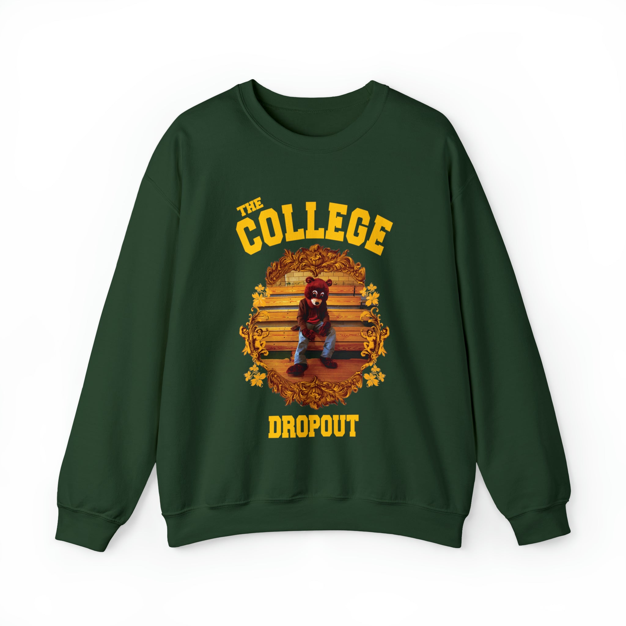 The College Dropout Bear Unisex Heavy Sweatshirt-S-Forest Green-Bootlg