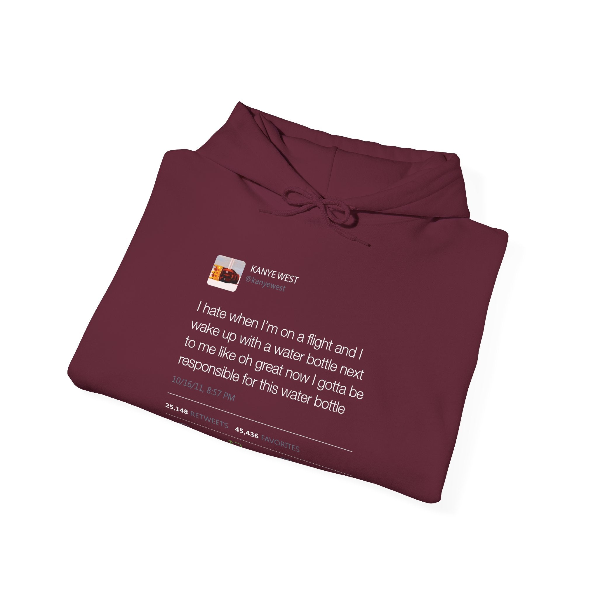Water bottle Kanye West Tweet Hoodie-Black-L-Bootlg