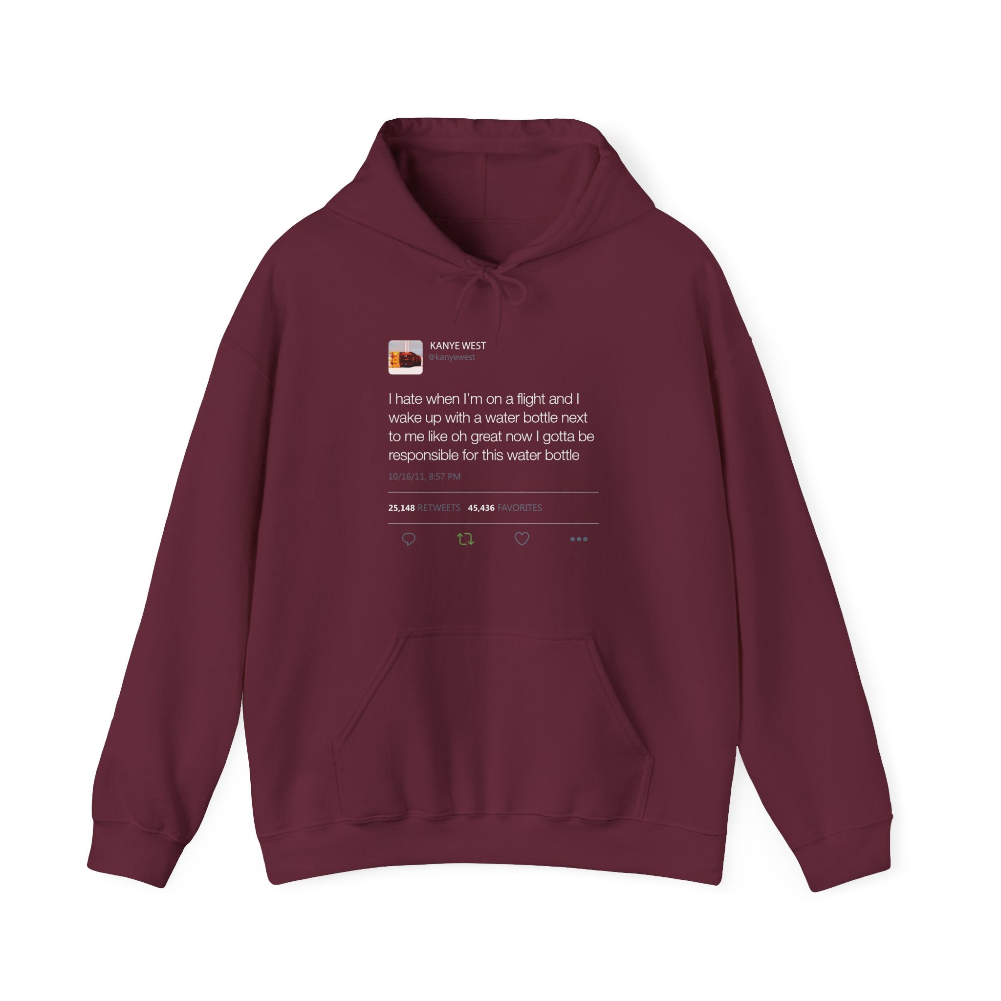 Water bottle Kanye West Tweet Hoodie-Maroon-S-Bootlg