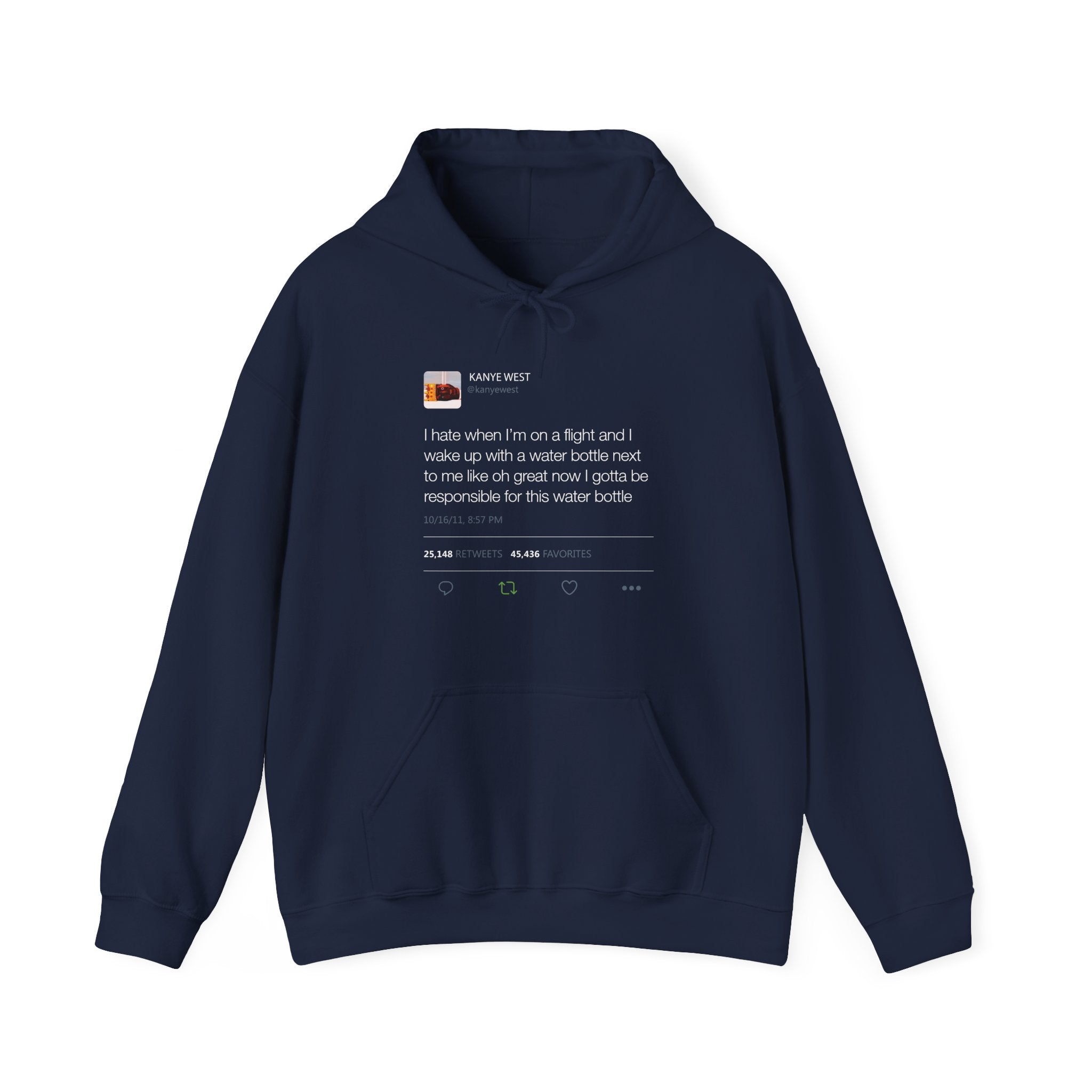 Water bottle Kanye West Tweet Hoodie-Navy-S-Bootlg