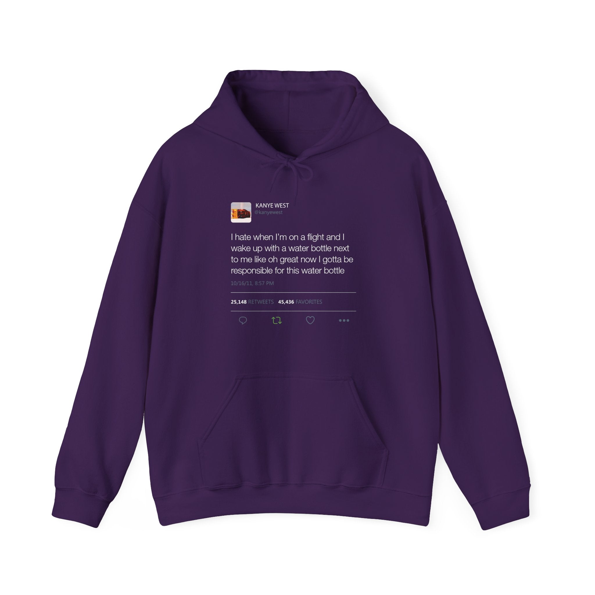 Water bottle Kanye West Tweet Hoodie-Purple-S-Bootlg