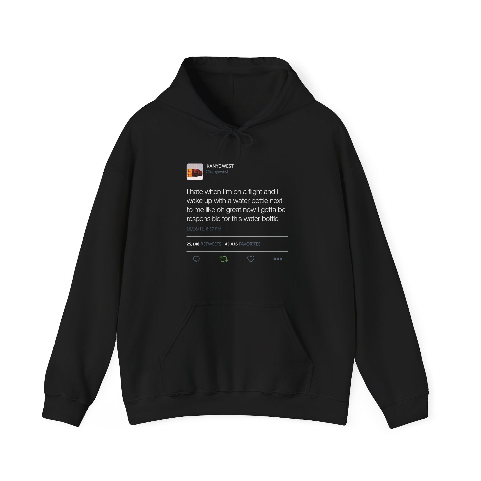Water bottle Kanye West Tweet Hoodie-Black-L-Bootlg