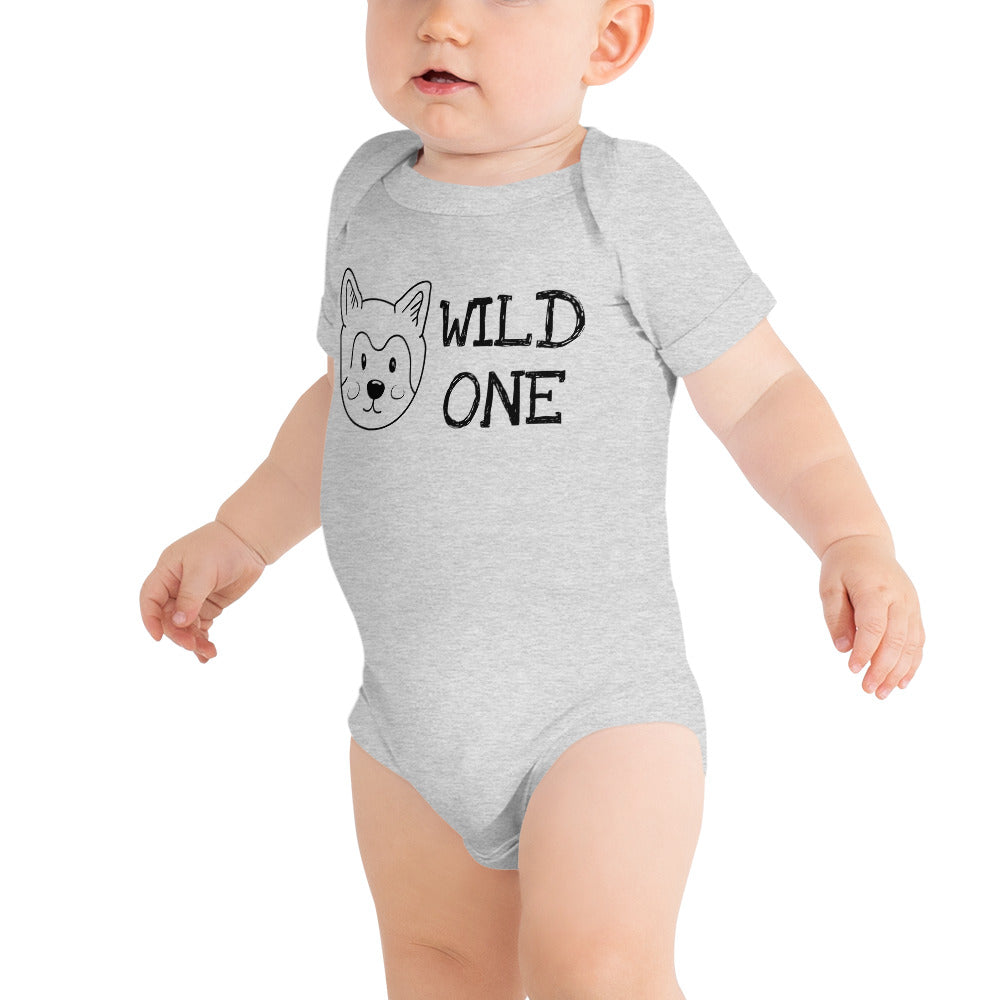Wild One Cat Dog Animal Baby Bodysuit Baby Apparel Baby Shirts Baby boy Clothing Baby-Athletic Heather-3-6m-Bootlg